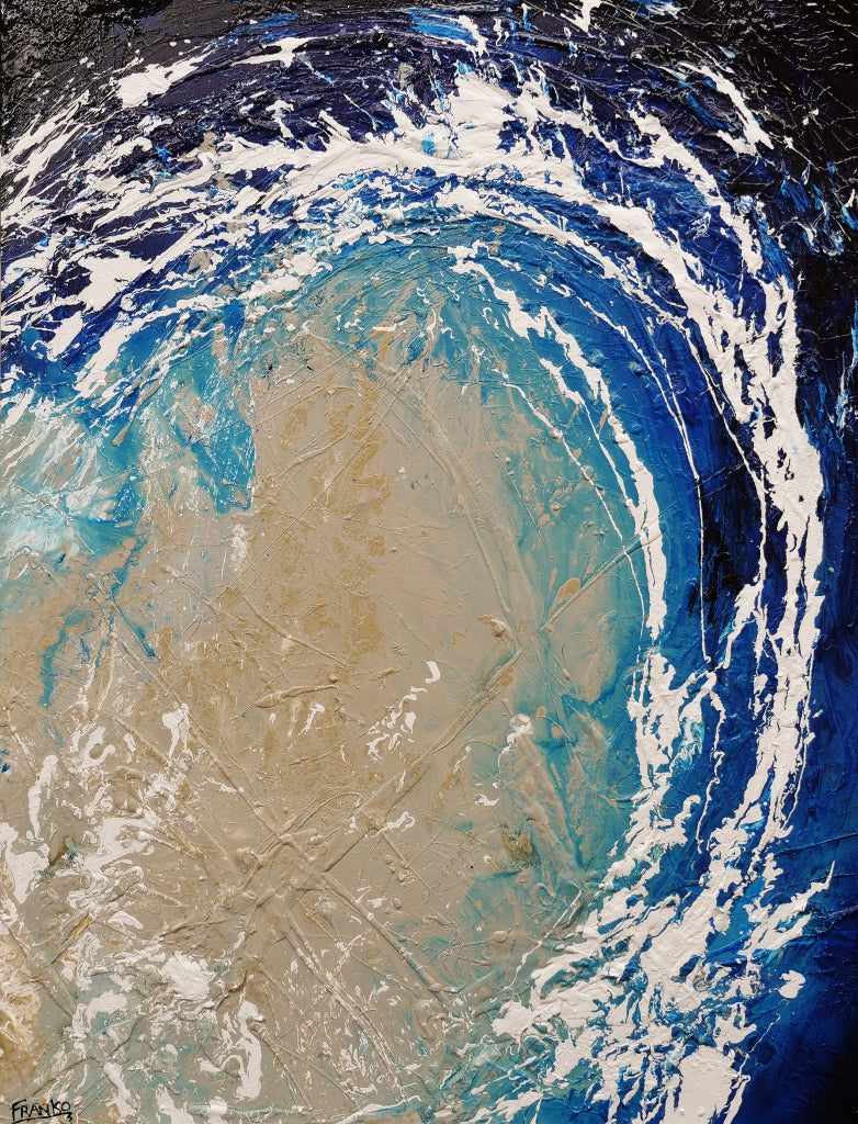 Sapphire Reef 140cm x 180cm Cream Blue Textured Abstract Painting (SOLD)-Abstract-[Franko_Artist]-[Australian_artist]-[Gold_Coast]-[Brisbane]-[modern]-[contemporary]-[original]-[Large_artwork]-Franklin Art Studio