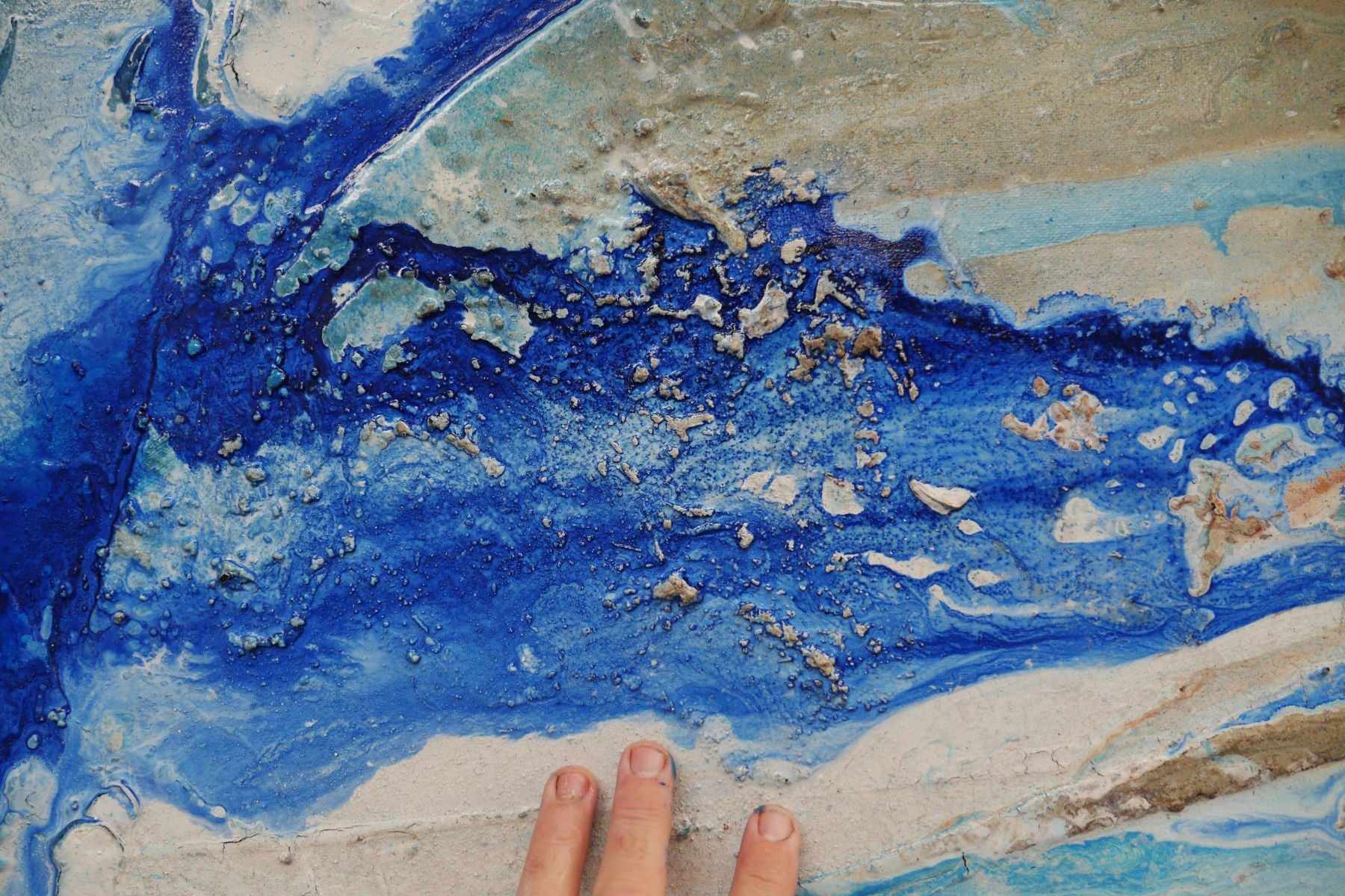 Sapphire Rust Outback 280cm x 170cm Blue Cream Textured Abstract Painting (SOLD)-Abstract-[Franko]-[Artist]-[Australia]-[Painting]-Franklin Art Studio