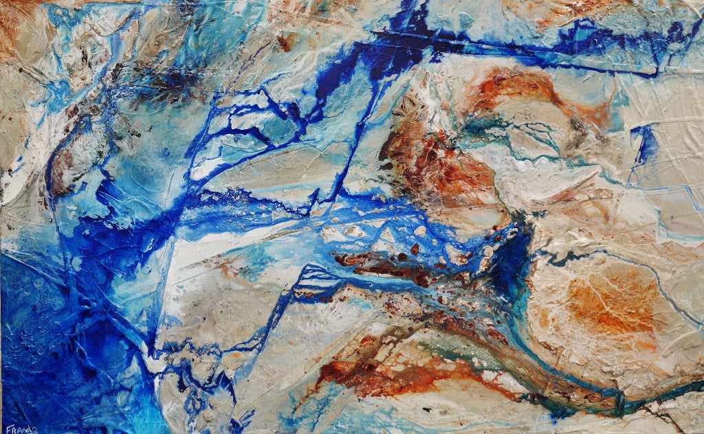 Sapphire Rust Outback 280cm x 170cm Blue Cream Textured Abstract Painting (SOLD)-Abstract-[Franko_Artist]-[Australian_artist]-[Gold_Coast]-[Brisbane]-[modern]-[contemporary]-[original]-[Large_artwork]-Franklin Art Studio