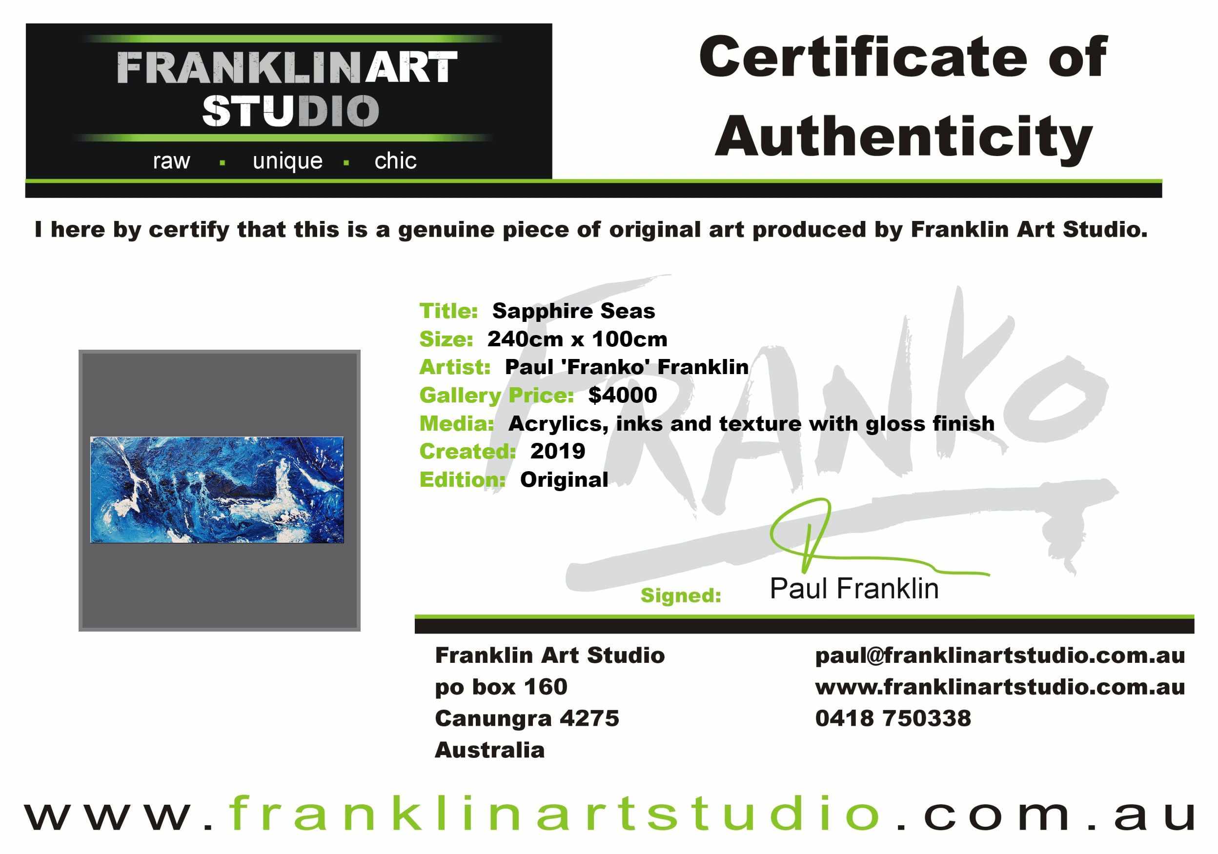 Sapphire Seas 240cm x 100cm Blue White Textured Abstract Painting (SOLD)-Abstract-[Franko_Artist]-[The_Block]-[Dream_Homes]-[ideas]-[Grand_Designs]-[Art_Lover]-Franklin Art Studio