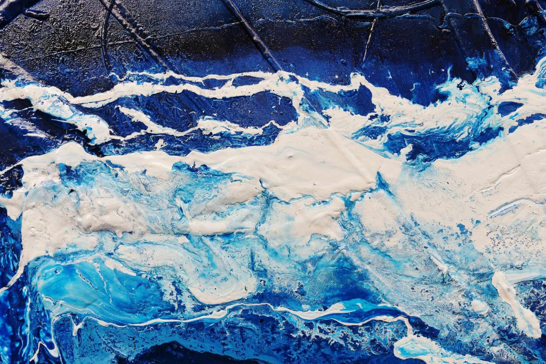 Sapphire Seas 240cm x 100cm Blue White Textured Abstract Painting (SOLD)