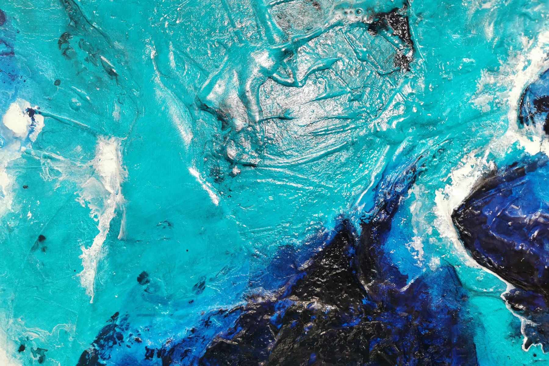 Sapphire Seduction 270cm x 120cm Blue White Textured Abstract Painting (SOLD)