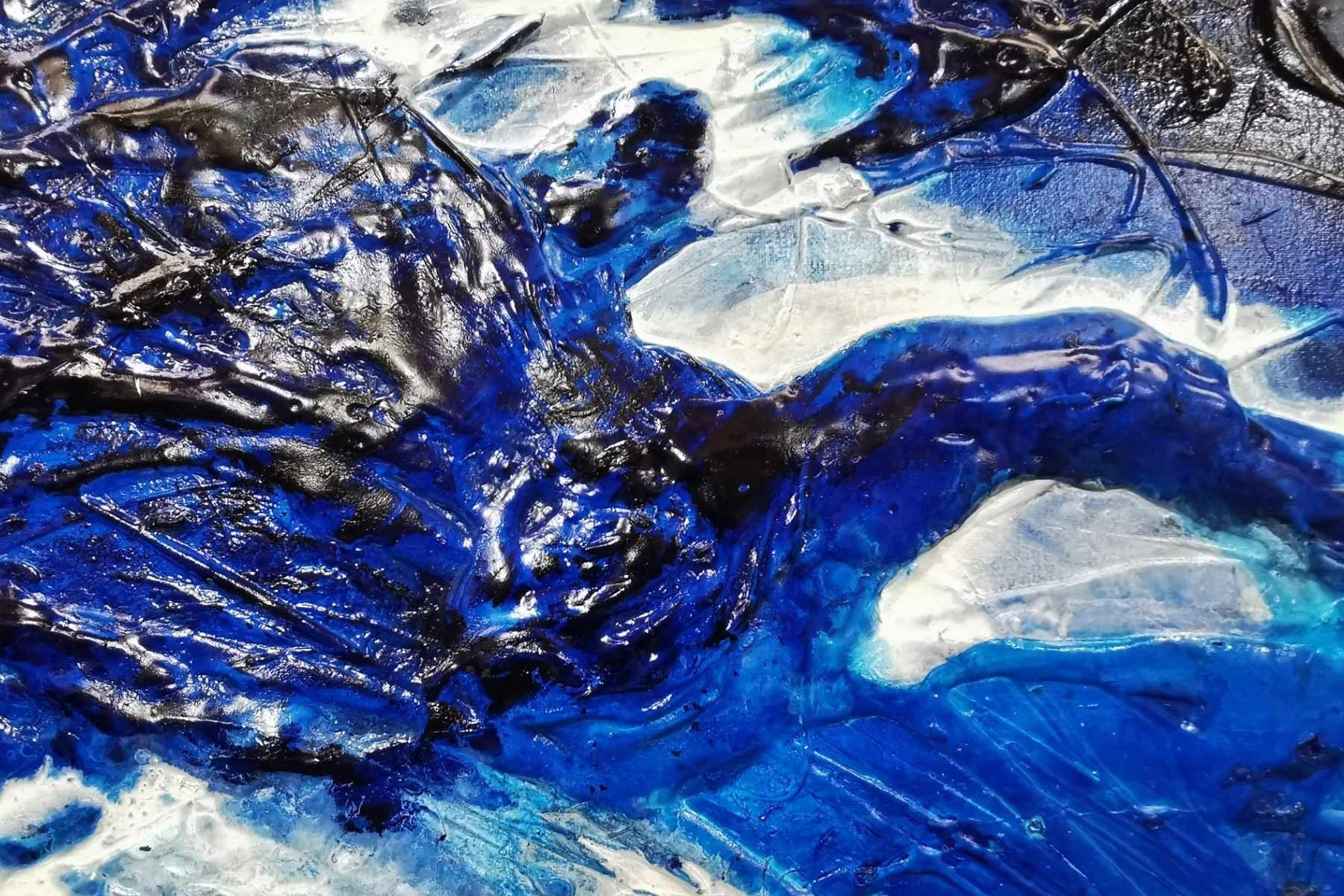 Sapphire Seduction 270cm x 120cm Blue White Textured Abstract Painting (SOLD)-Abstract-[Franko]-[Artist]-[Australia]-[Painting]-Franklin Art Studio