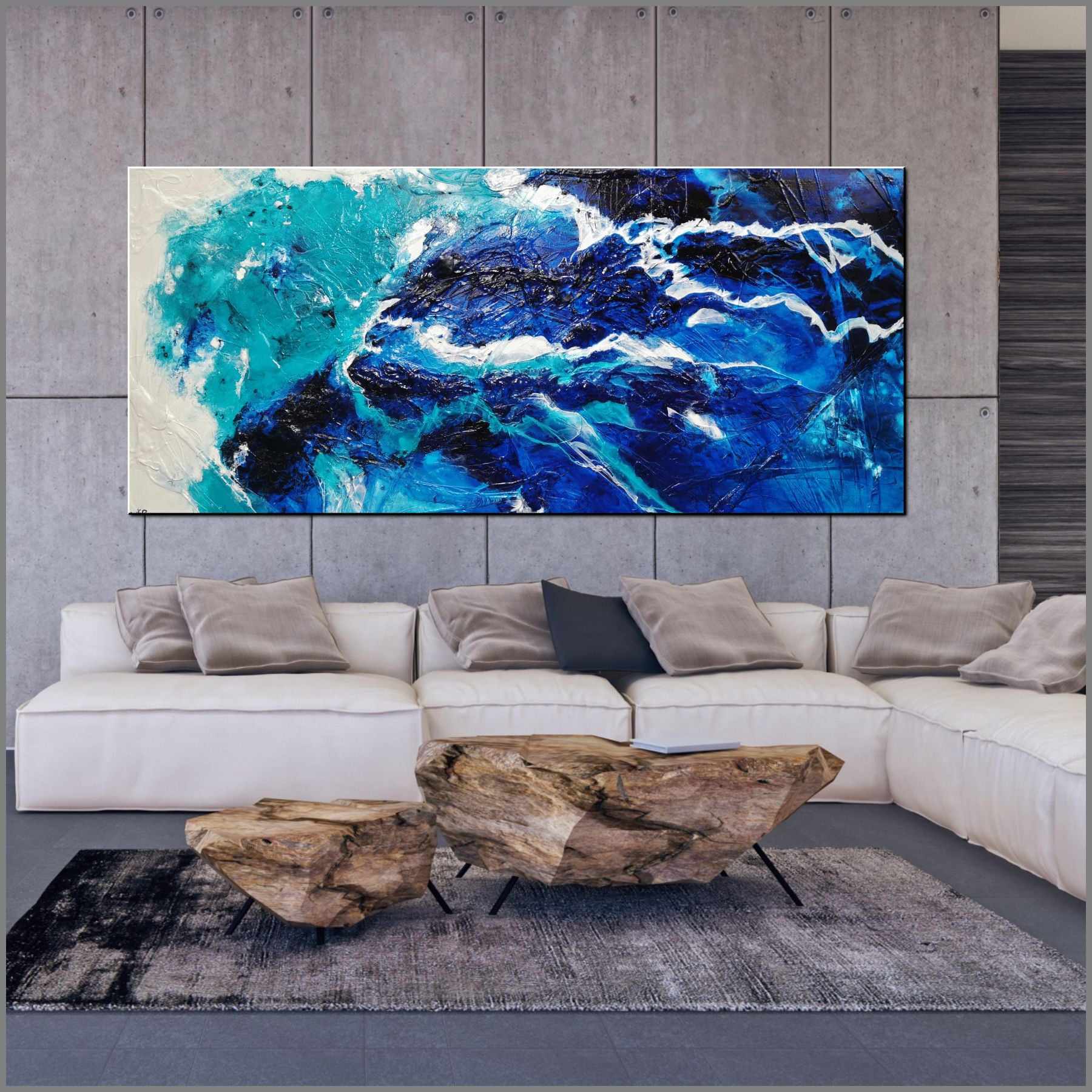 Sapphire Seduction 270cm x 120cm Blue White Textured Abstract Painting (SOLD)-Abstract-[Franko_Artist]-[Australian_artist]-[Gold_Coast]-[Brisbane]-[modern]-[contemporary]-[original]-[Large_artwork]-[The_Block]-[Dream_Homes]-[ideas]-[Grand_Designs]-[Art_Lover]-Franklin Art Studio