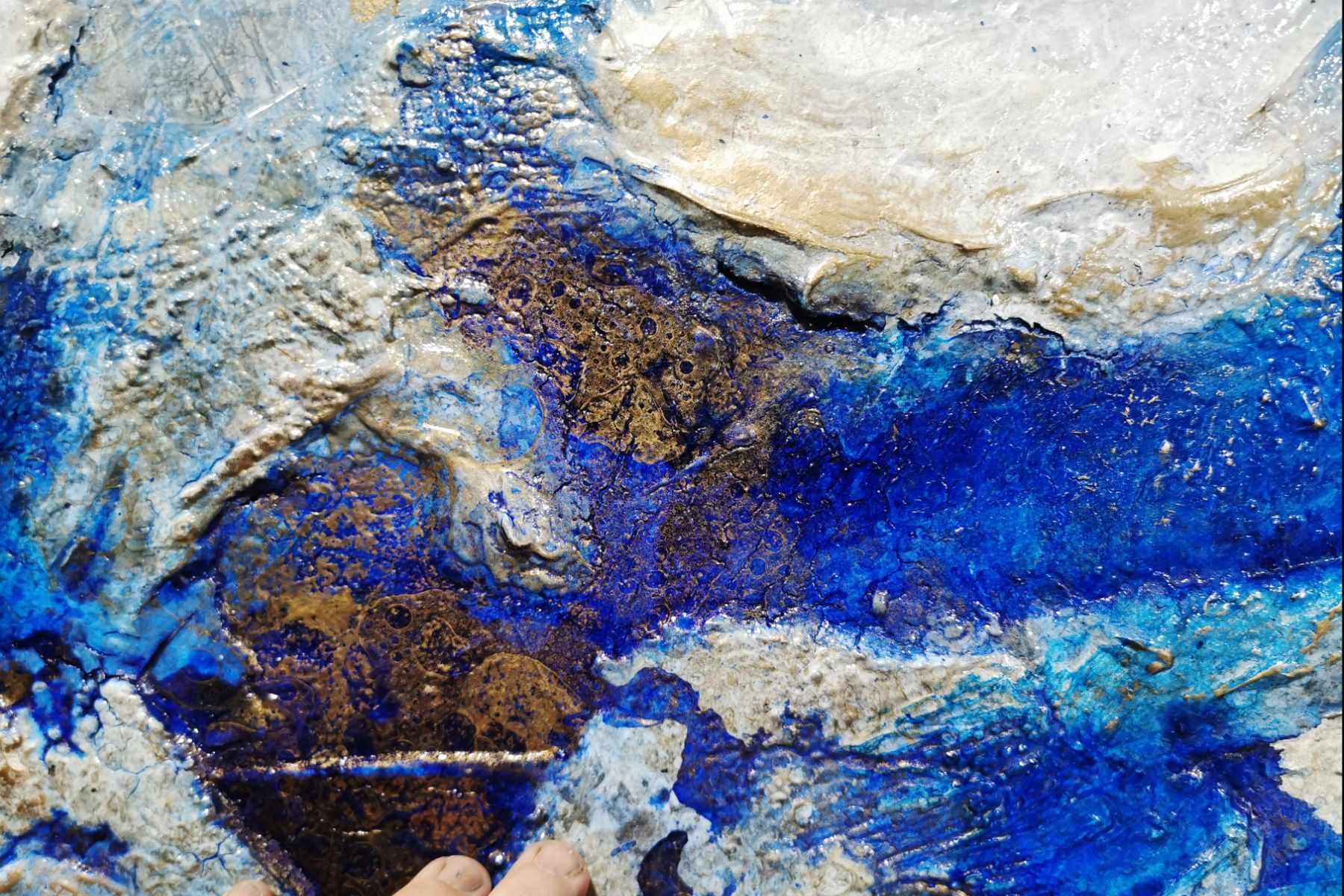 Sapphire Spritz 180cm x 100cm Blue White Textured Abstract Painting (SOLD)-Abstract-[Franko]-[Artist]-[Australia]-[Painting]-Franklin Art Studio