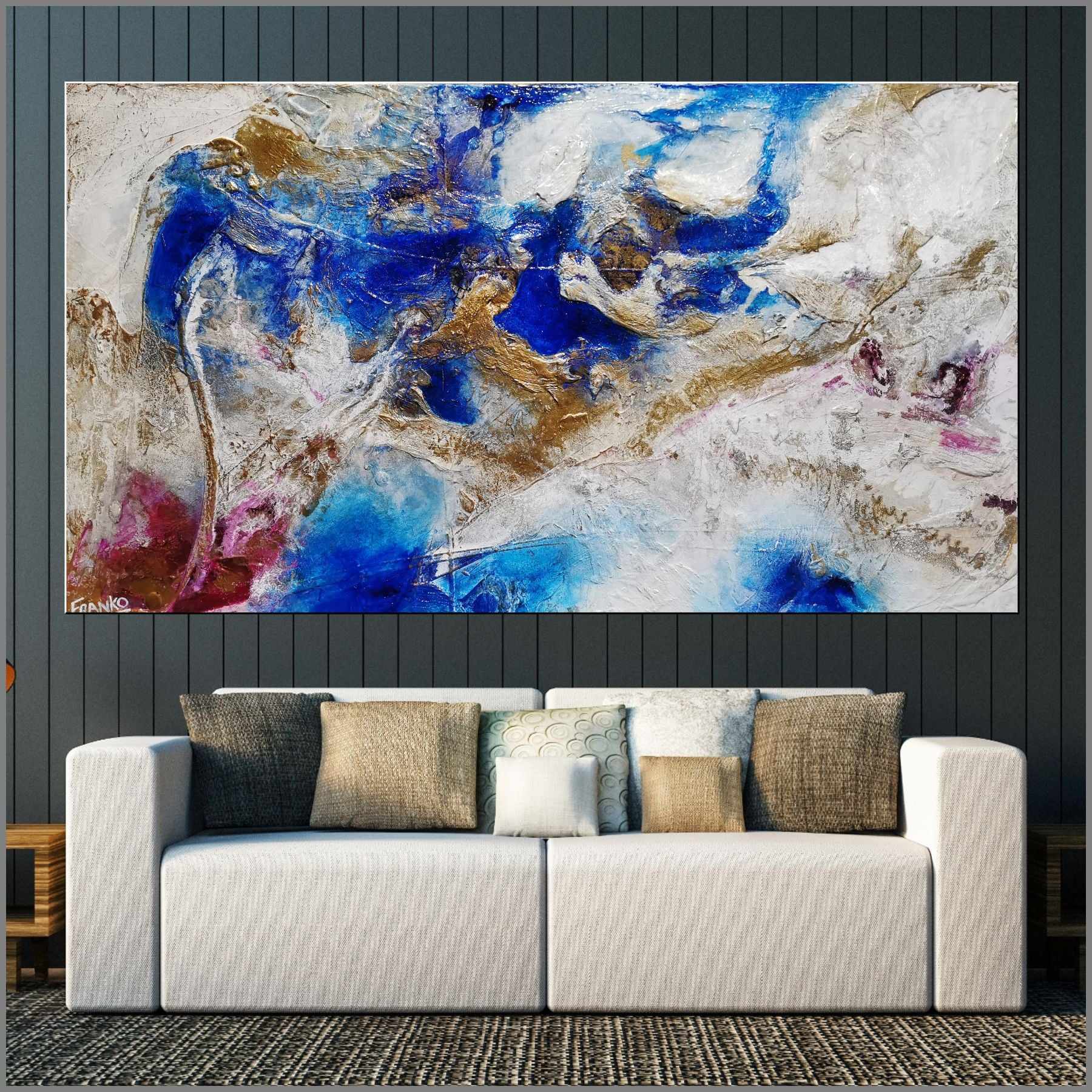 Sapphire Spritz 180cm x 100cm Blue White Textured Abstract Painting (SOLD)-Abstract-[Franko_Artist]-[Australian_artist]-[Gold_Coast]-[Brisbane]-[modern]-[contemporary]-[original]-[Large_artwork]-[The_Block]-[Dream_Homes]-[ideas]-[Grand_Designs]-[Art_Lover]-Franklin Art Studio
