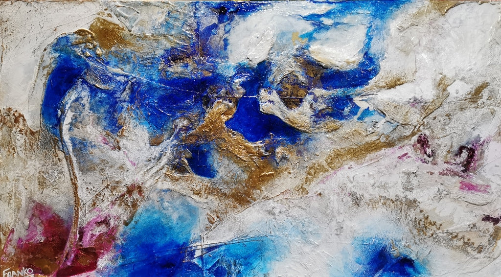 Sapphire Spritz 180cm x 100cm Blue White Textured Abstract Painting (SOLD)-Abstract-[Franko_Artist]-[Australian_artist]-[Gold_Coast]-[Brisbane]-[modern]-[contemporary]-[original]-[Large_artwork]-Franklin Art Studio