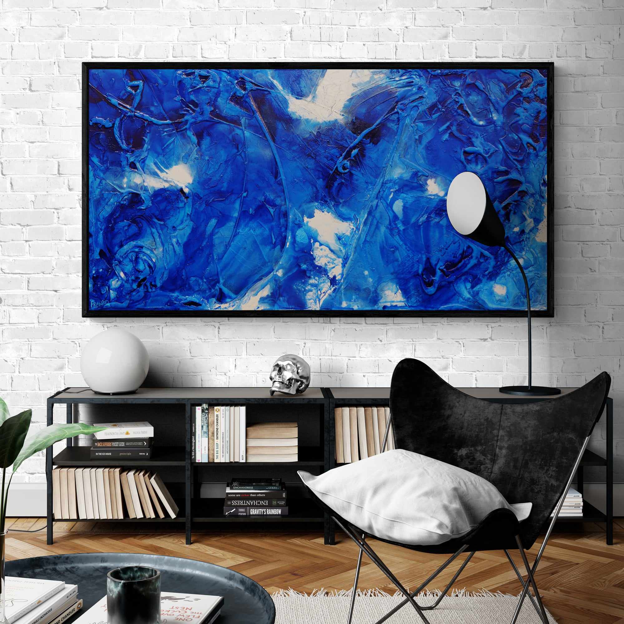 Sapphire Wash 190cm x 100cm Blue Ink Textured Abstract Painting (SOLD)-Abstract-[Franko_Artist]-[Australian_artist]-[Gold_Coast]-[Brisbane]-[modern]-[contemporary]-[original]-[Large_artwork]-[The_Block]-[Dream_Homes]-[ideas]-[Grand_Designs]-[Art_Lover]-Franklin Art Studio