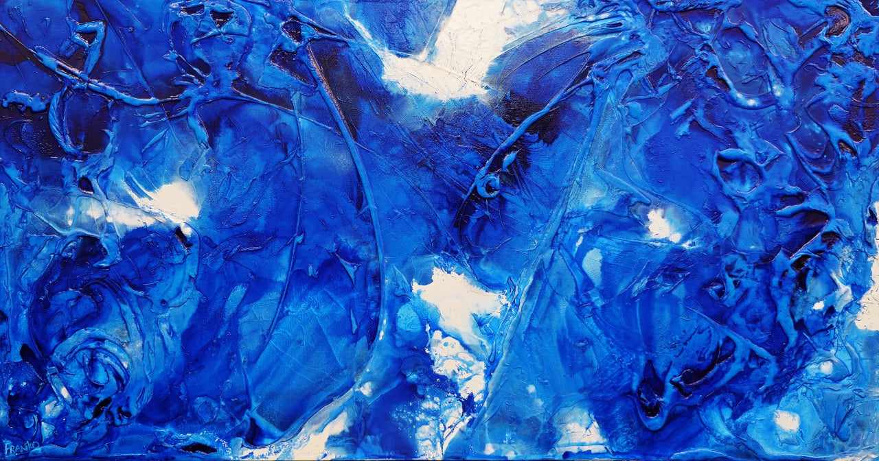 Sapphire Wash 190cm x 100cm Blue Ink Textured Abstract Painting (SOLD)-Abstract-[Franko_Artist]-[Australian_artist]-[Gold_Coast]-[Brisbane]-[modern]-[contemporary]-[original]-[Large_artwork]-Franklin Art Studio