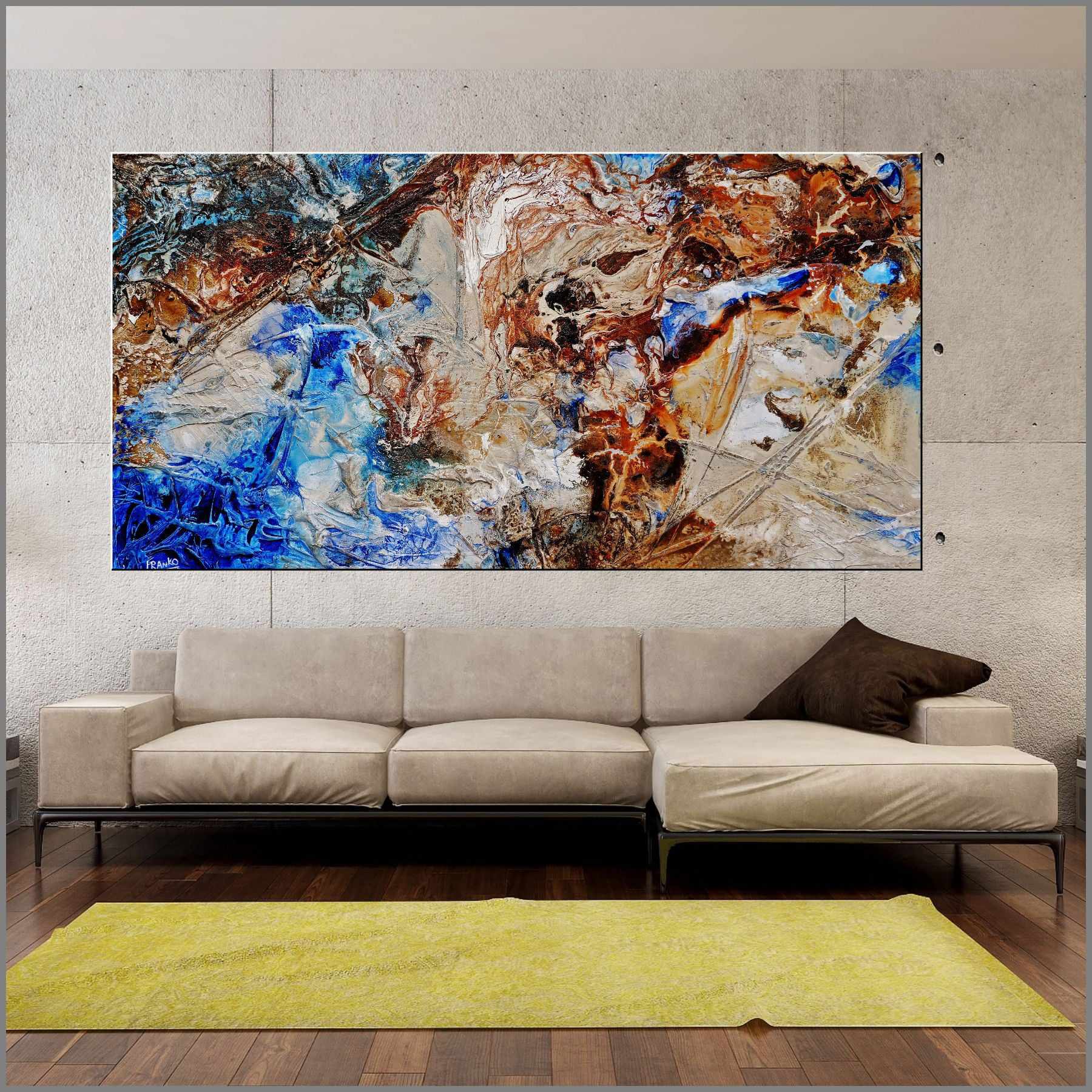 Sapphired Rust 190cm x 100cm Cream Blue Textured Abstract Painting (SOLD)-Abstract-[Franko_Artist]-[Australian_artist]-[Gold_Coast]-[Brisbane]-[modern]-[contemporary]-[original]-[Large_artwork]-[The_Block]-[Dream_Homes]-[ideas]-[Grand_Designs]-[Art_Lover]-Franklin Art Studio