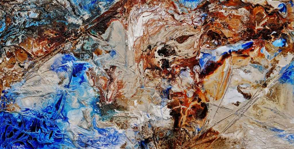 Sapphired Rust 190cm x 100cm Cream Blue Textured Abstract Painting (SOLD)-Abstract-[Franko_Artist]-[Australian_artist]-[Gold_Coast]-[Brisbane]-[modern]-[contemporary]-[original]-[Large_artwork]-Franklin Art Studio