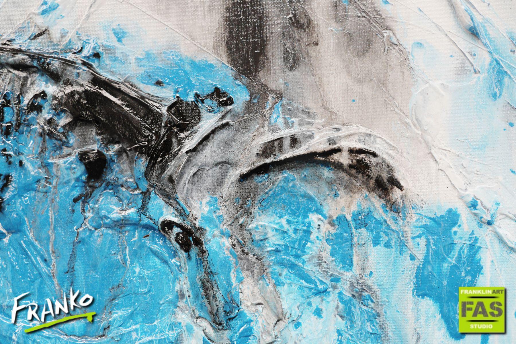 Sari's Revenge 160cm x 60cm Blue White Abstract Painting  (SOLD)