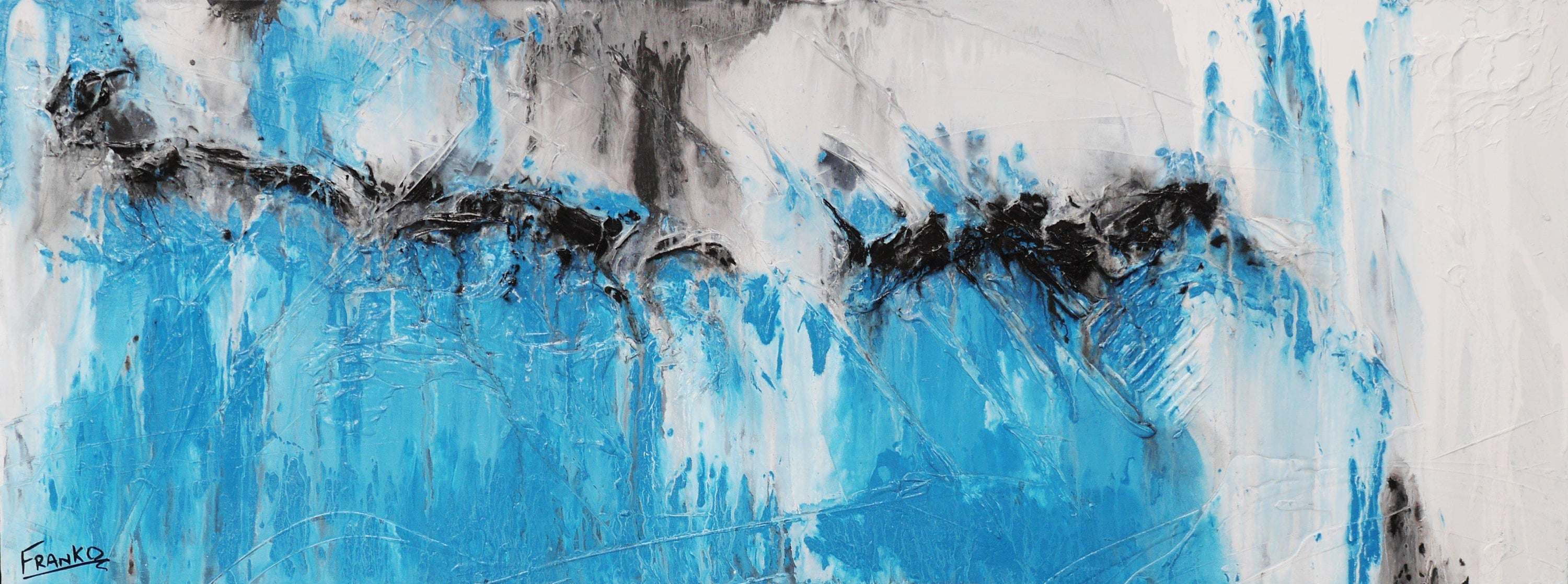 Sari's Revenge 160cm x 60cm Blue White Abstract Painting (SOLD)-Abstract-[Franko_Artist]-[Australian_artist]-[Gold_Coast]-[Brisbane]-[modern]-[contemporary]-[original]-[Large_artwork]-Franklin Art Studio