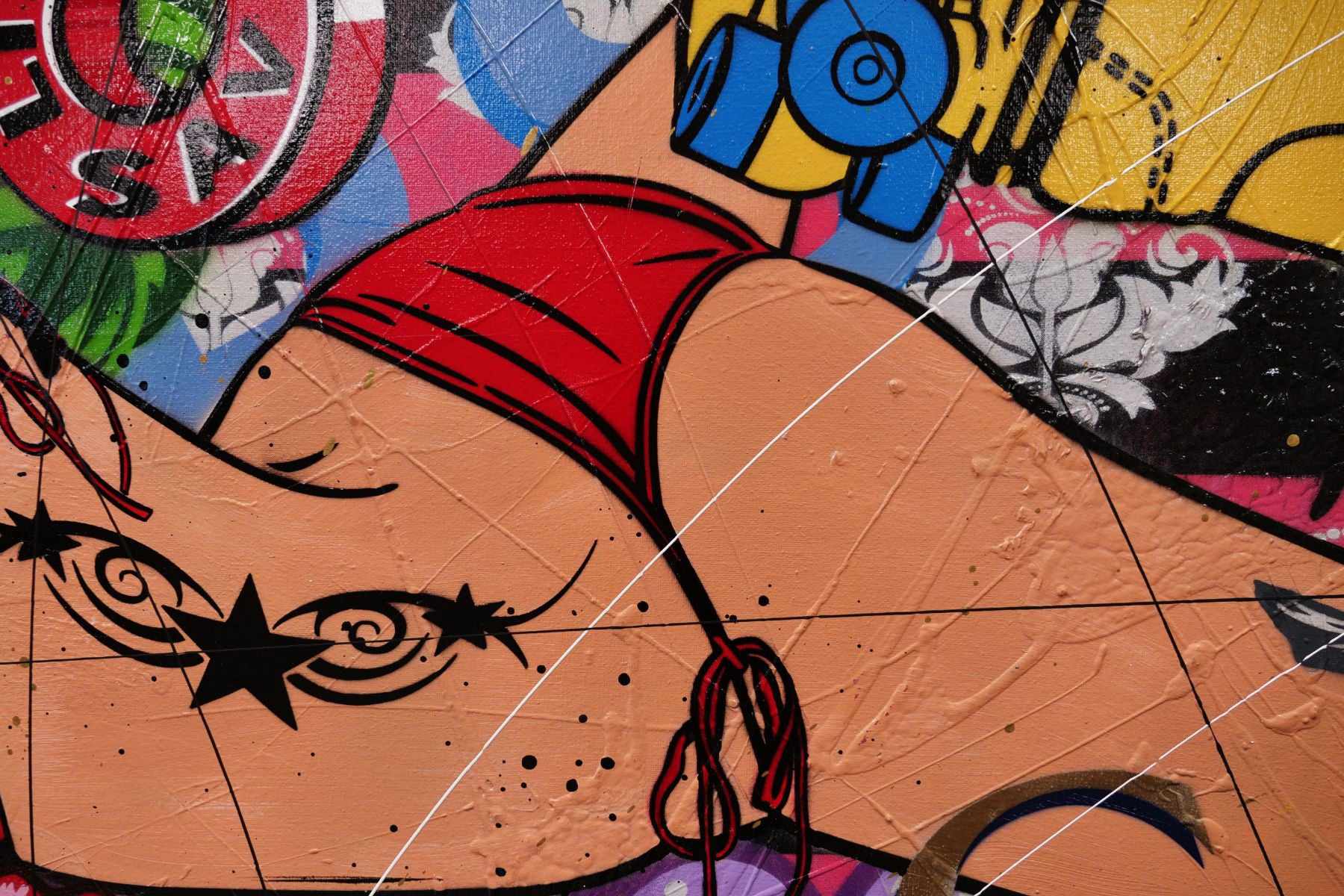 Saturday Night Roller Derby 160cm x 100cm Roller Derby Textured Urban Pop Art Painting (SOLD)