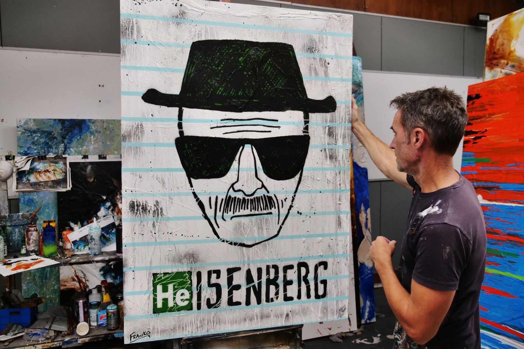 Say My Name 140cm x 100cm Heisenberg Textured Urban Pop Art Painting (SOLD)-Urban Pop Art-[Franko_Artist]-[The_Block]-[Dream_Homes]-[ideas]- [Grand_Designs]-Franklin Art Studio