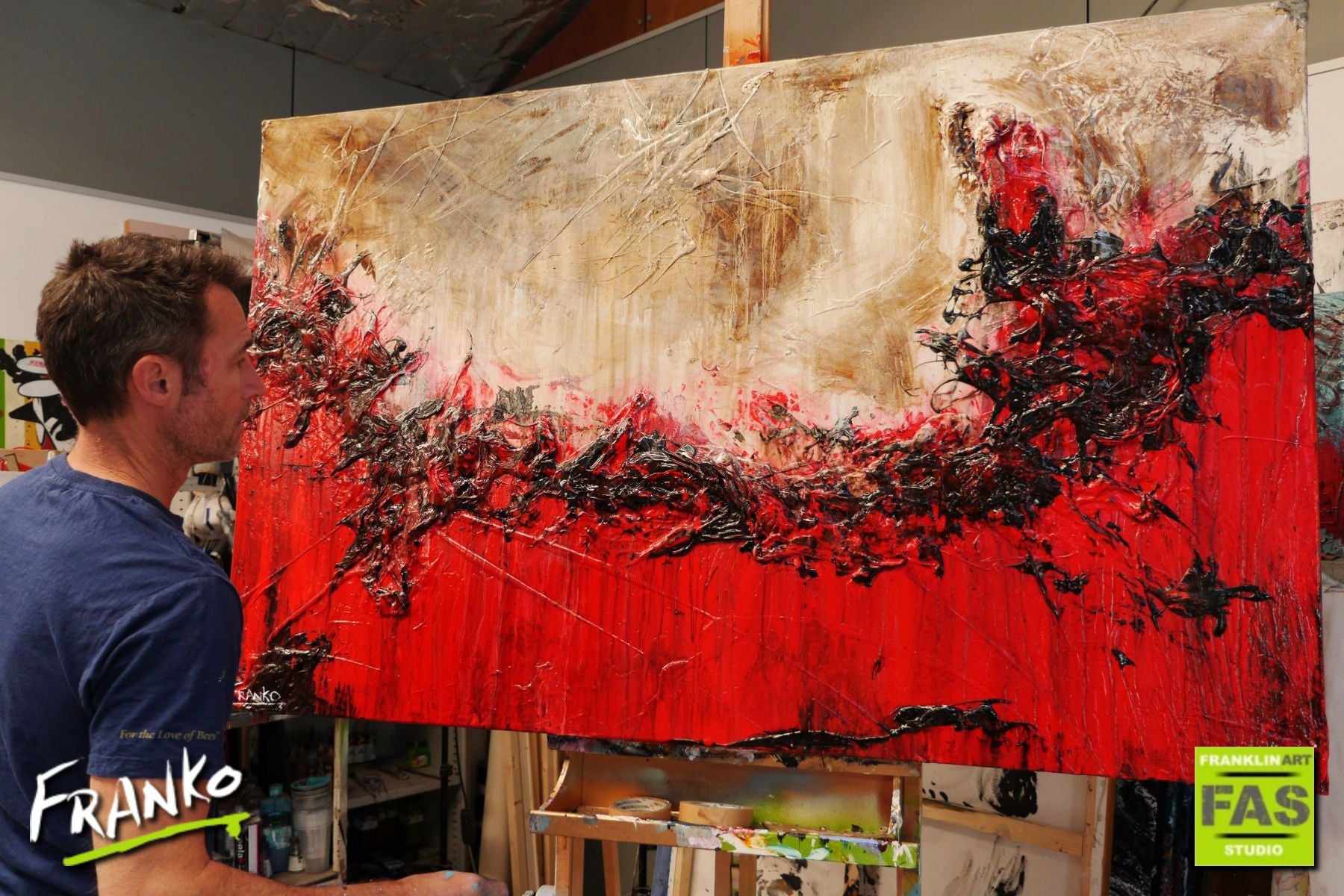 Scarlet Jazz 160cm x 100cm Brown Red Textured Abstract Painting (SOLD)-Abstract-[Franko_Artist]-[The_Block]-[Dream_Homes]-[ideas]- [Grand_Designs]-Franklin Art Studio