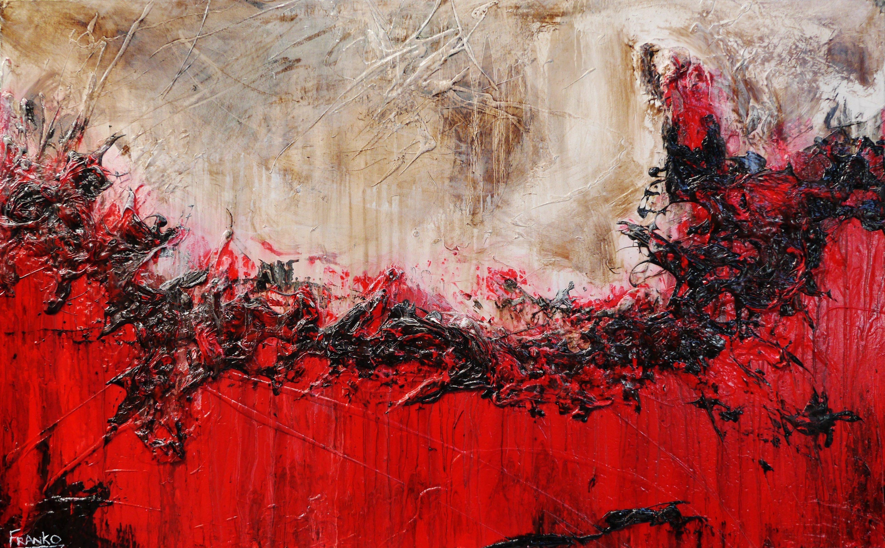 Scarlet Jazz 160cm x 100cm Brown Red Textured Abstract Painting (SOLD)-Abstract-[Franko_Artist]-[Australian_artist]-[Gold_Coast]-[Brisbane]-[modern]-[contemporary]-[original]-[Large_artwork]-Franklin Art Studio