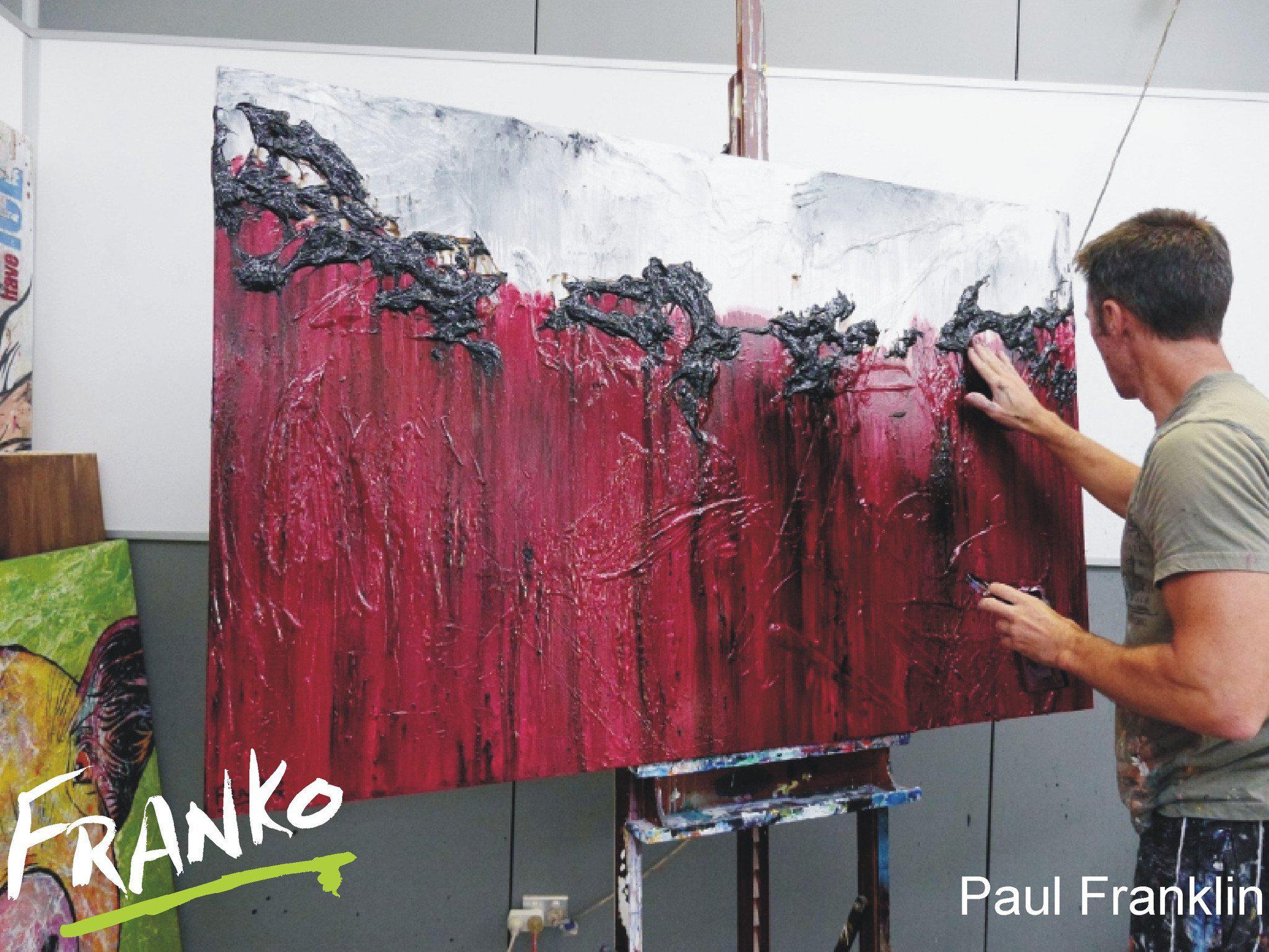 Scarlet Rush 160cm x 100cm Port Burnt red Burgundy Abstract Painting (SOLD)-abstract-[Franko_Artist]-[The_Block]-[Dream_Homes]-[ideas]- [Grand_Designs]-Franklin Art Studio