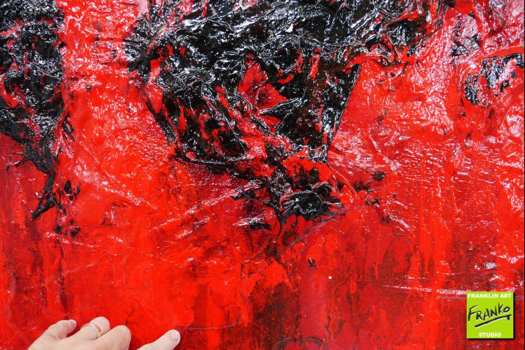 Scarlett Addiction 160cm x 100cm White Red Textured Abstract Painting (SOLD)-Abstract-[Franko]-[Artist]-[Australia]-[Painting]-Franklin Art Studio