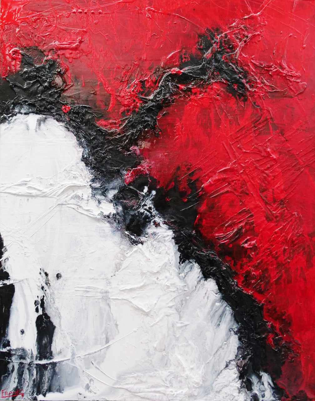 Scarlett Chemistry 120cm x 150cm Black White Red Textured Abstract Painting-Abstract-[Franko_Artist]-[Australian_artist]-[Gold_Coast]-[Brisbane]-[modern]-[contemporary]-[original]-[Large_artwork]-Franklin Art Studio