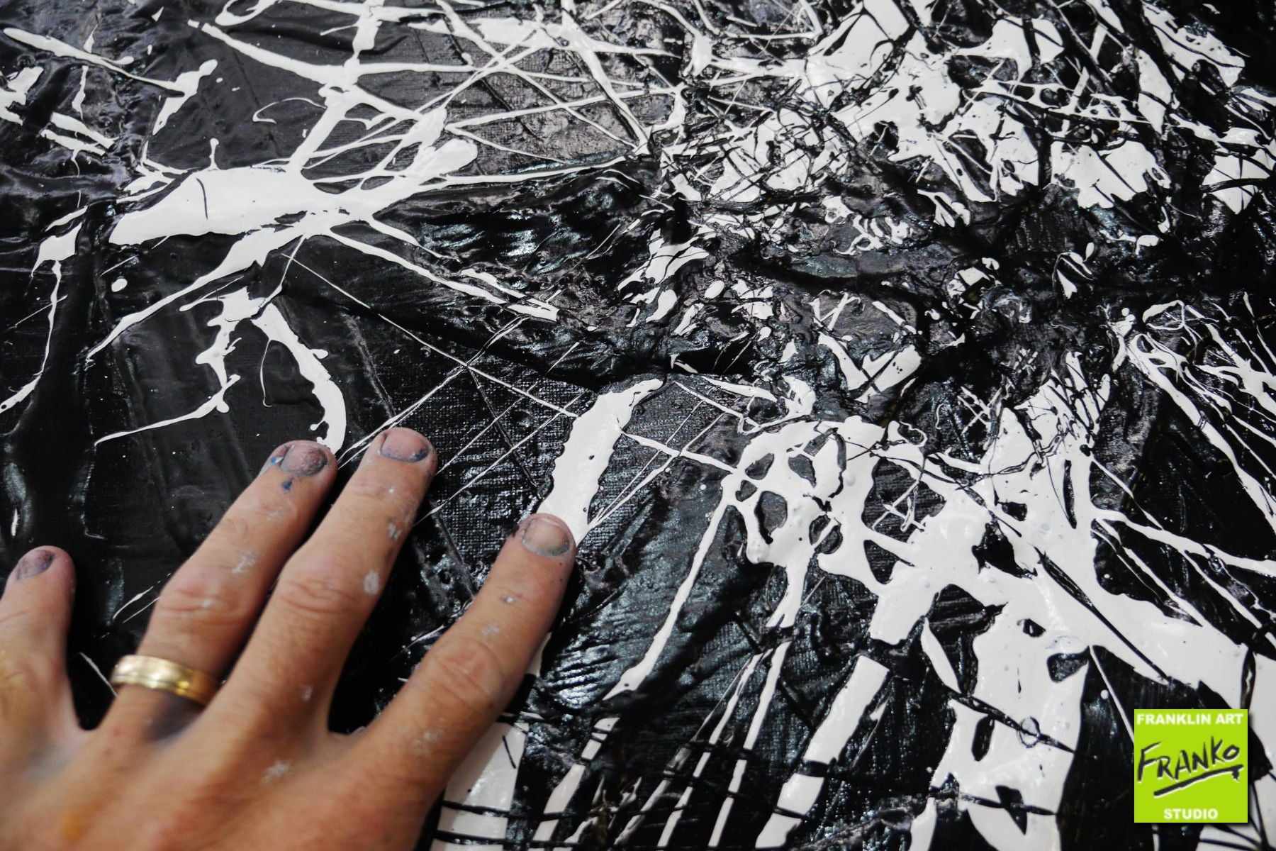 Scatter Brain 150cm x 250cm Black White Textured Abstract Painting (SOLD)