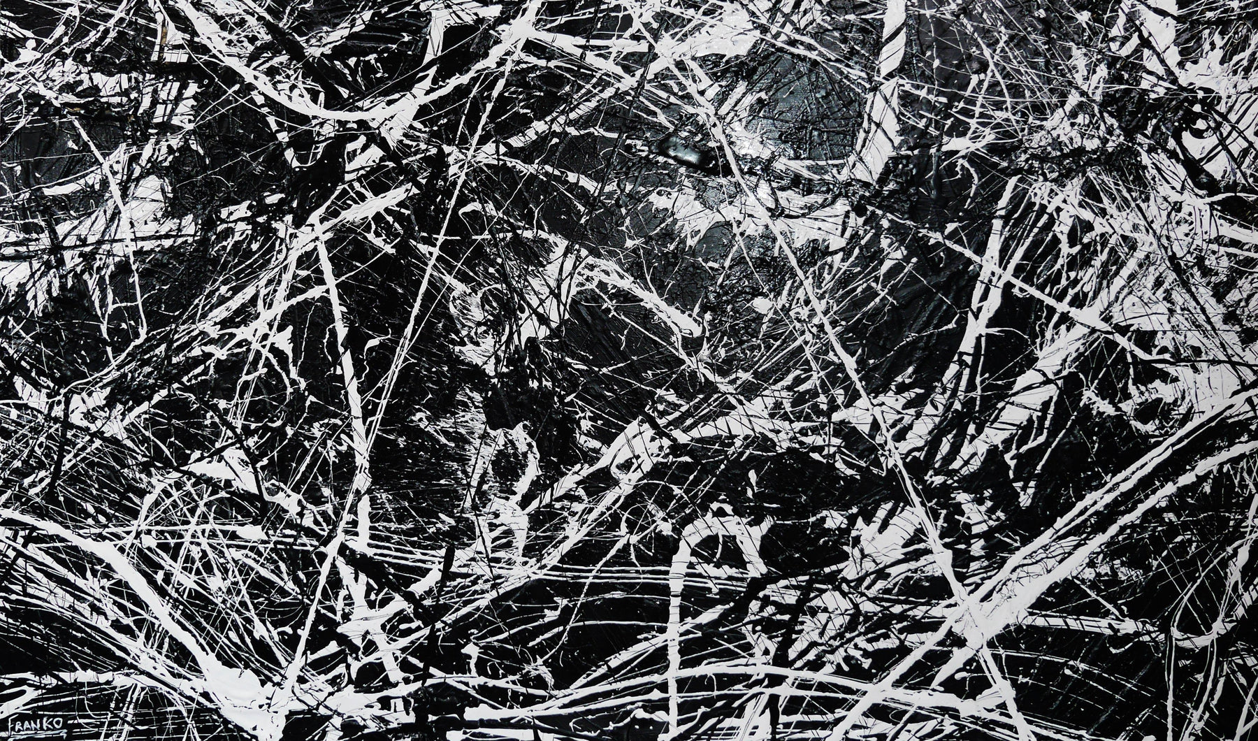 Scatter Brain 150cm x 250cm Black White Textured Abstract Painting (SOLD)-Abstract-[Franko_Artist]-[Australian_artist]-[Gold_Coast]-[Brisbane]-[modern]-[contemporary]-[original]-[Large_artwork]-Franklin Art Studio