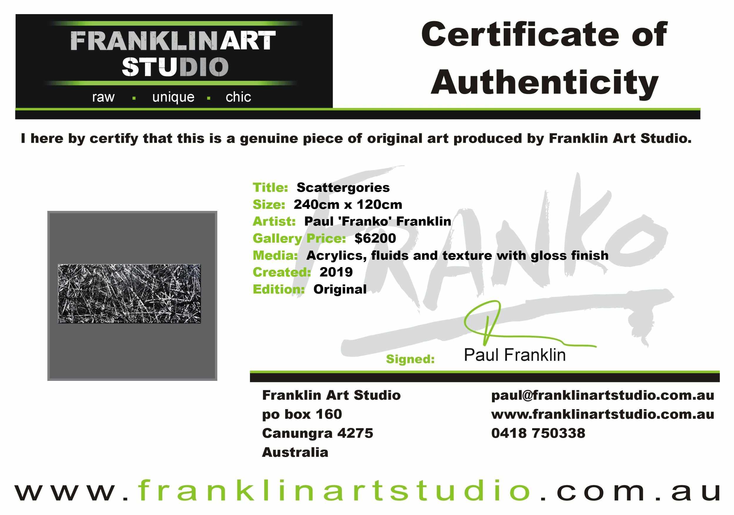 Scattergories 240cm x 120cm White Black Textured Abstract Painting (SOLD)-Abstract-[Franko_Artist]-[The_Block]-[Dream_Homes]-[ideas]-[Grand_Designs]-[Art_Lover]-Franklin Art Studio