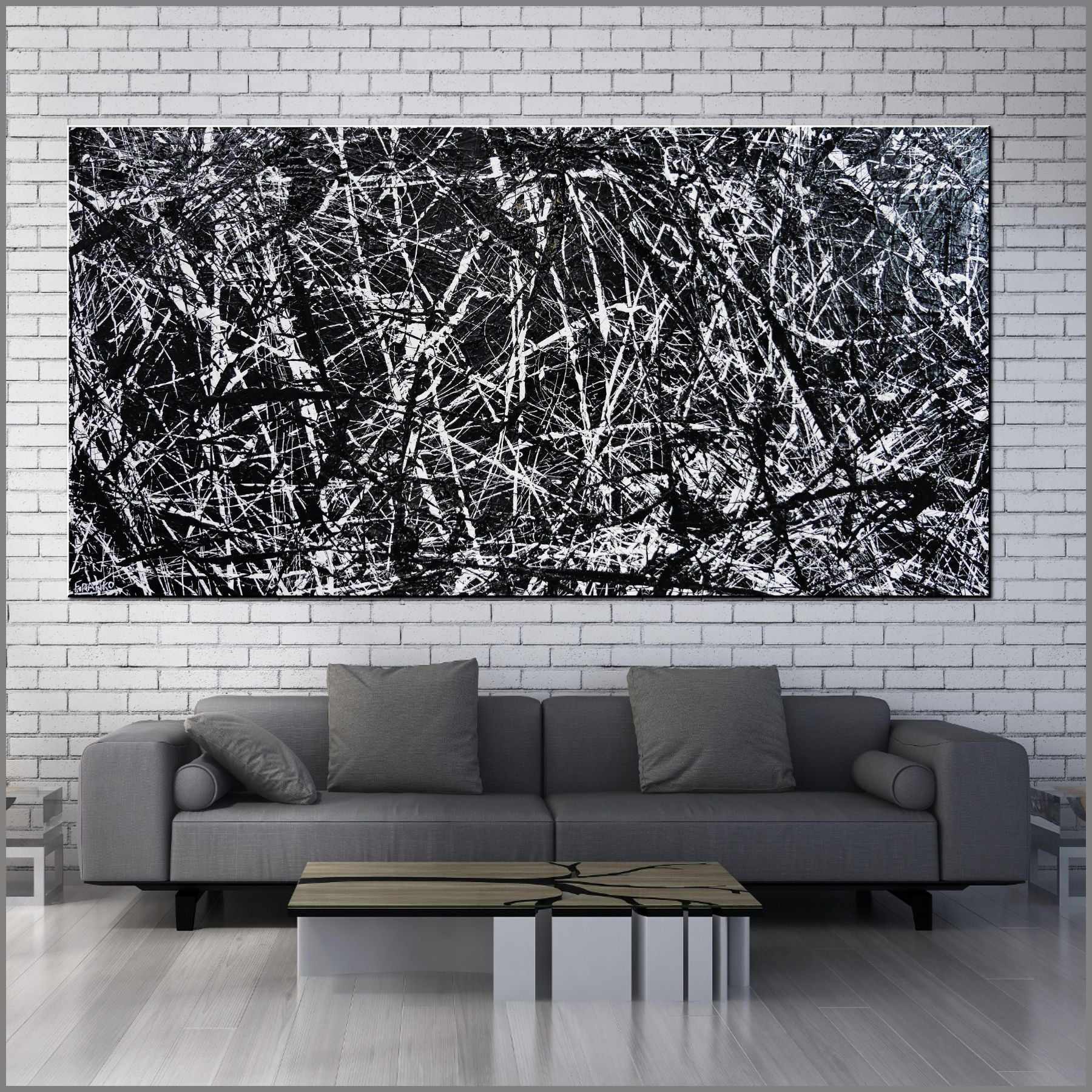 Scattergories 240cm x 120cm White Black Textured Abstract Painting (SOLD)-Abstract-[Franko_Artist]-[Australian_artist]-[Gold_Coast]-[Brisbane]-[modern]-[contemporary]-[original]-[Large_artwork]-[The_Block]-[Dream_Homes]-[ideas]-[Grand_Designs]-[Art_Lover]-Franklin Art Studio