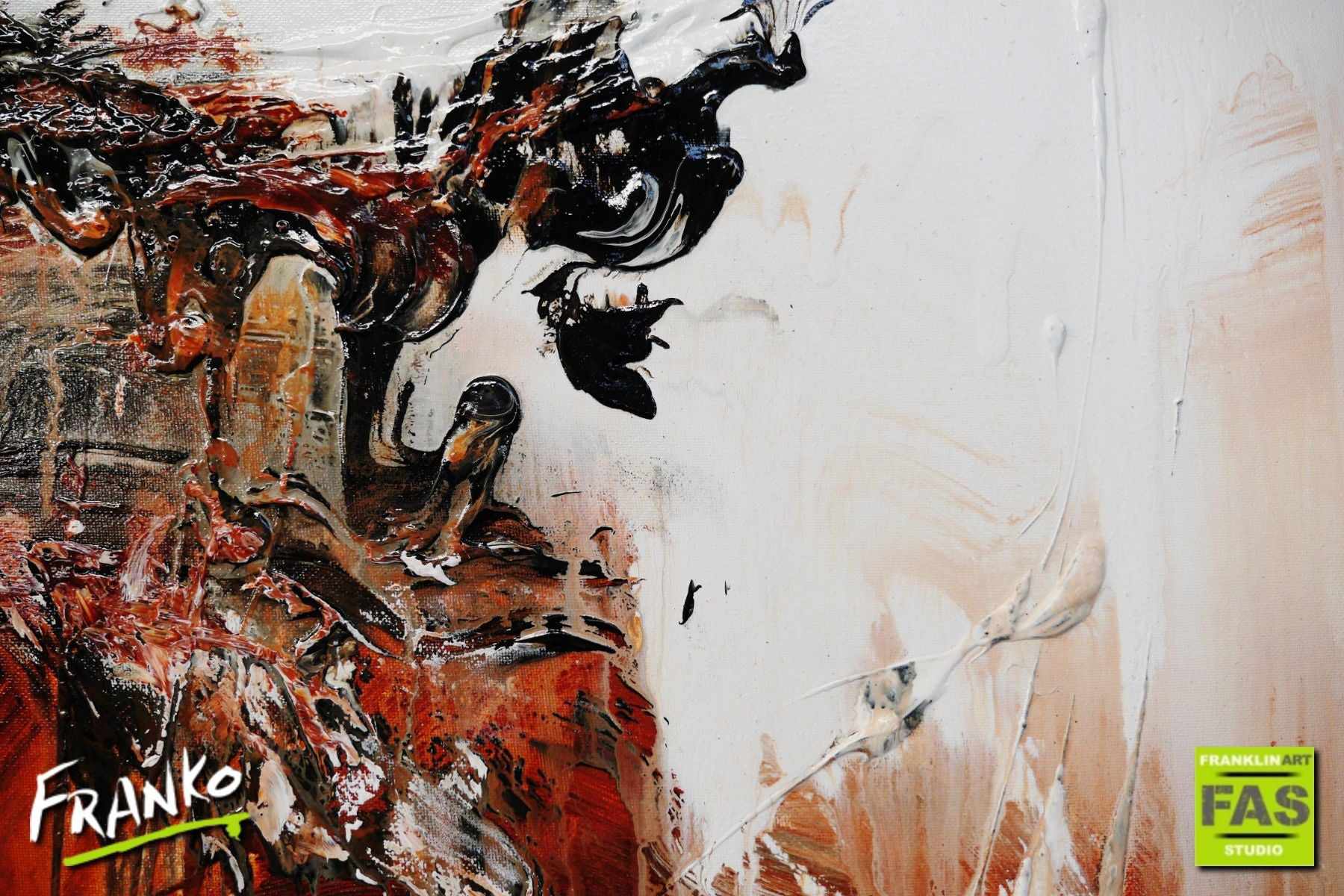 Scorched 200cm x 80cm Brown White Textured Abstract Painting (SOLD)-Abstract-[Franko_Artist]-[The_Block]-[Dream_Homes]-[ideas]-[Grand_Designs]-[Art_Lover]-Franklin Art Studio