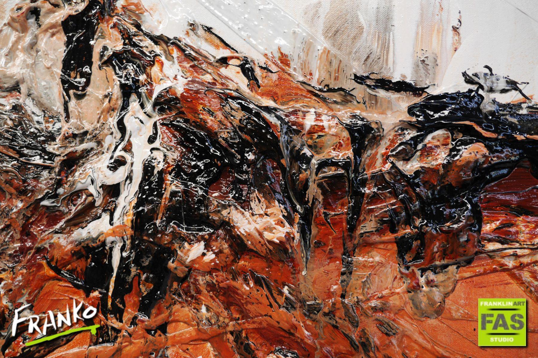 Scorched 200cm x 80cm Brown White Textured Abstract Painting (SOLD)