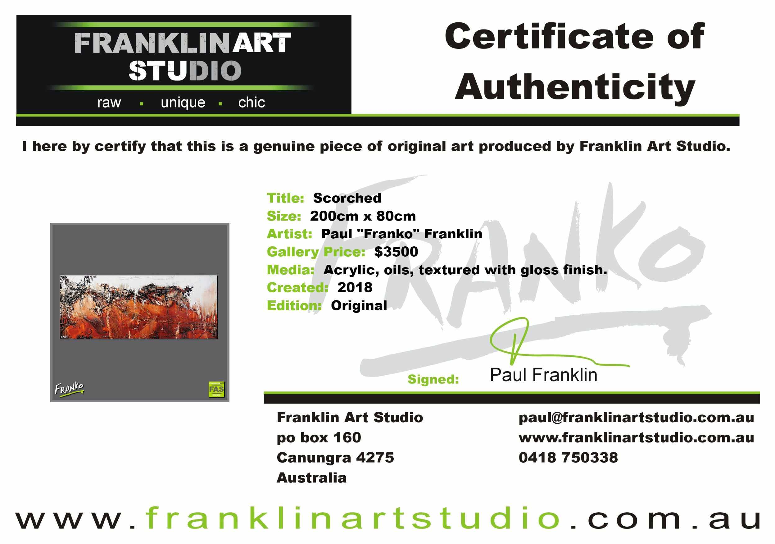 Scorched 200cm x 80cm Brown White Textured Abstract Painting (SOLD)-Abstract-[Franko]-[Artist]-[Australia]-[Painting]-Franklin Art Studio