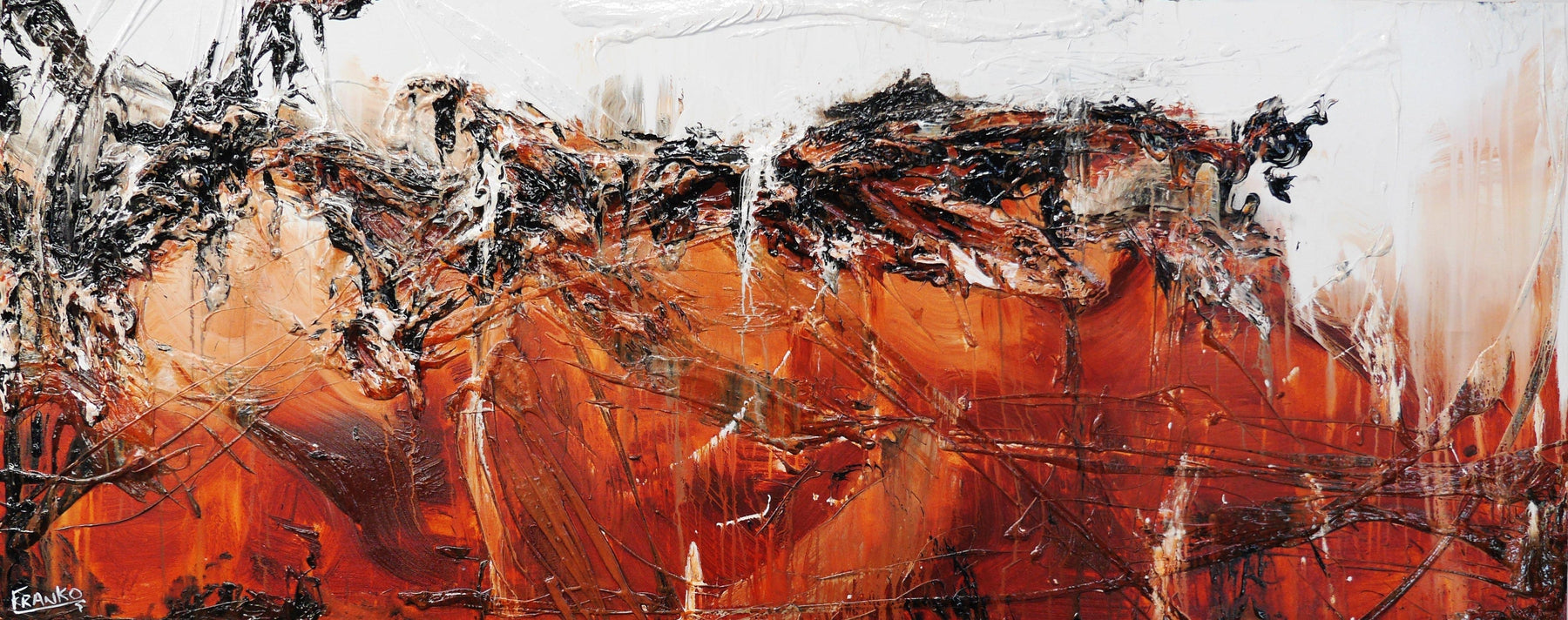 Scorched 200cm x 80cm Brown White Textured Abstract Painting (SOLD)-Abstract-[Franko_Artist]-[Australian_artist]-[Gold_Coast]-[Brisbane]-[modern]-[contemporary]-[original]-[Large_artwork]-Franklin Art Studio