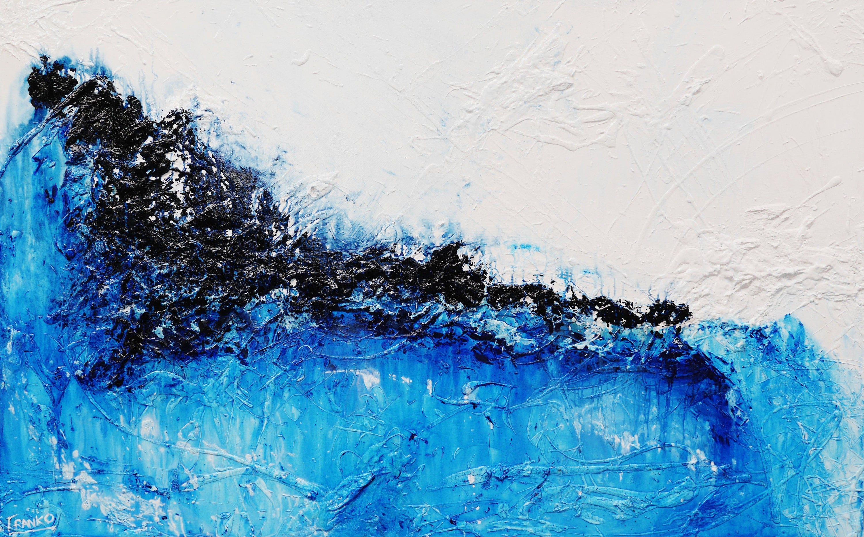 Sea Ice 160cm x 100cm White Blue Textured Abstract Painting (SOLD)-Abstract-[Franko_Artist]-[Australian_artist]-[Gold_Coast]-[Brisbane]-[modern]-[contemporary]-[original]-[Large_artwork]-Franklin Art Studio