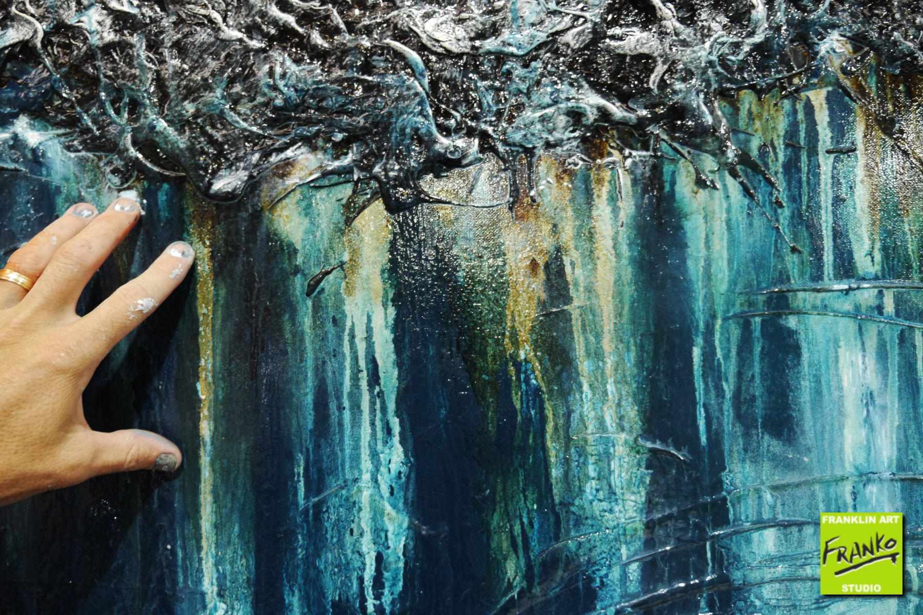 Seaside Escapade 160cm x 100cm Green Cream Textured Abstract Painting (SOLD)