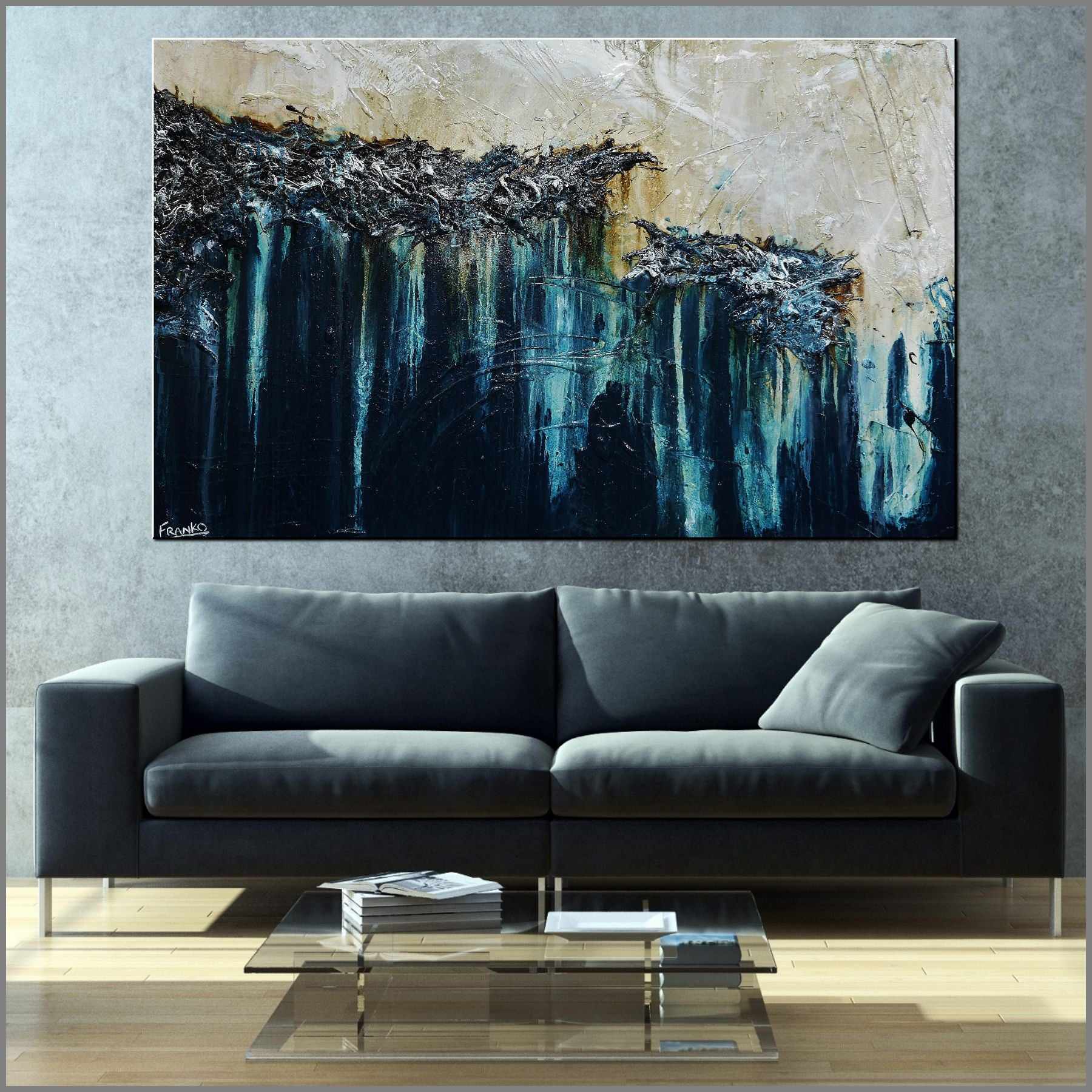 Seaside Escapade 160cm x 100cm Green Cream Textured Abstract Painting (SOLD)-[Franko_Artist]-[Australian_artist]-[Gold_Coast]-[Brisbane]-[modern]-[contemporary]-[original]-[Large_artwork]-[The_Block]-[Dream_Homes]-[ideas]-[Grand_Designs]-[Art_Lover]-Franklin Art Studio