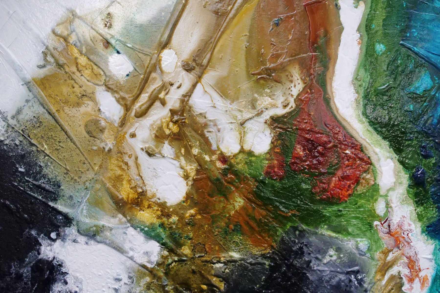Seeded Potion 190cm x 100cm Green Black Textured Abstract Painting (SOLD)