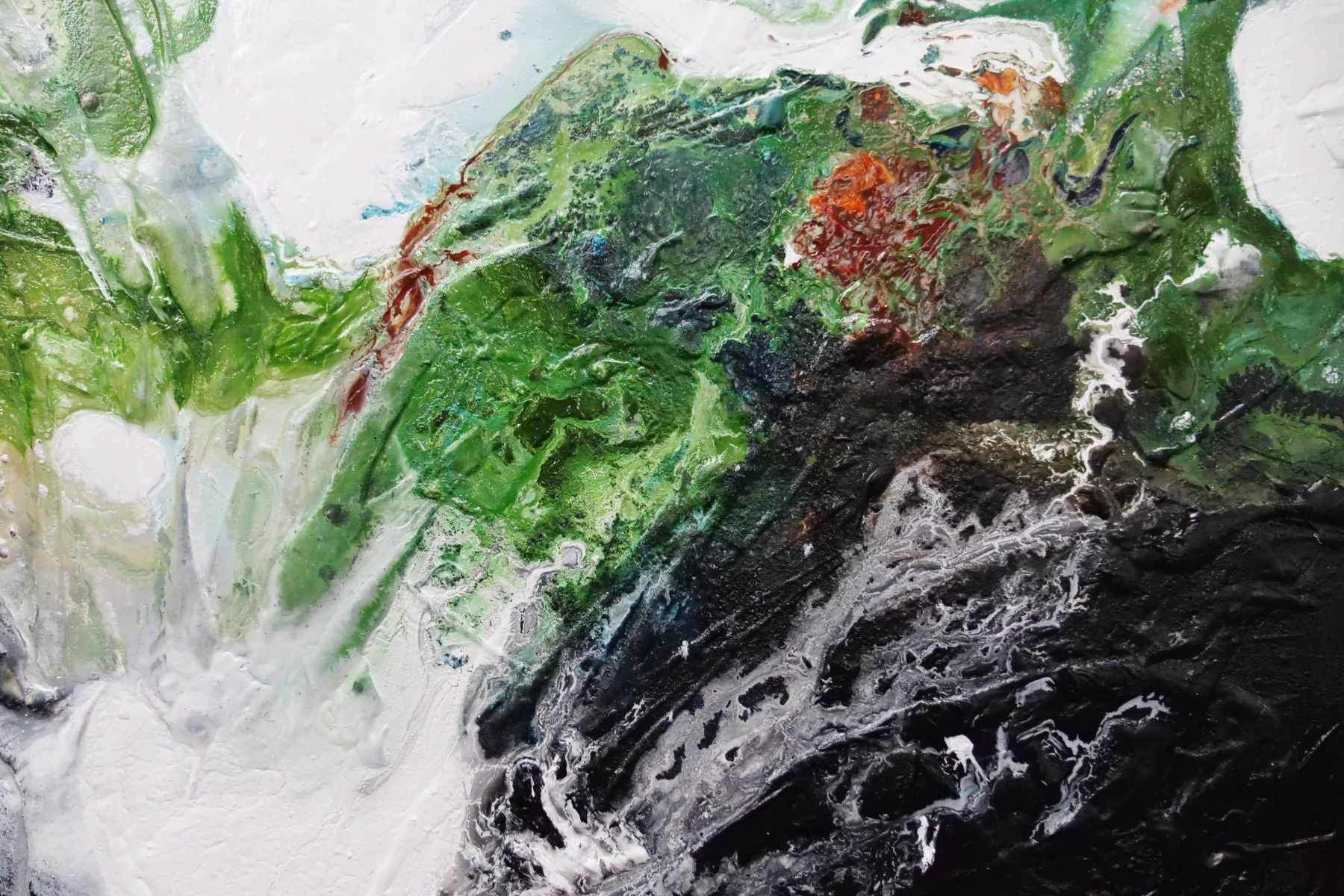 Seeded Potion 190cm x 100cm Green Black Textured Abstract Painting (SOLD)