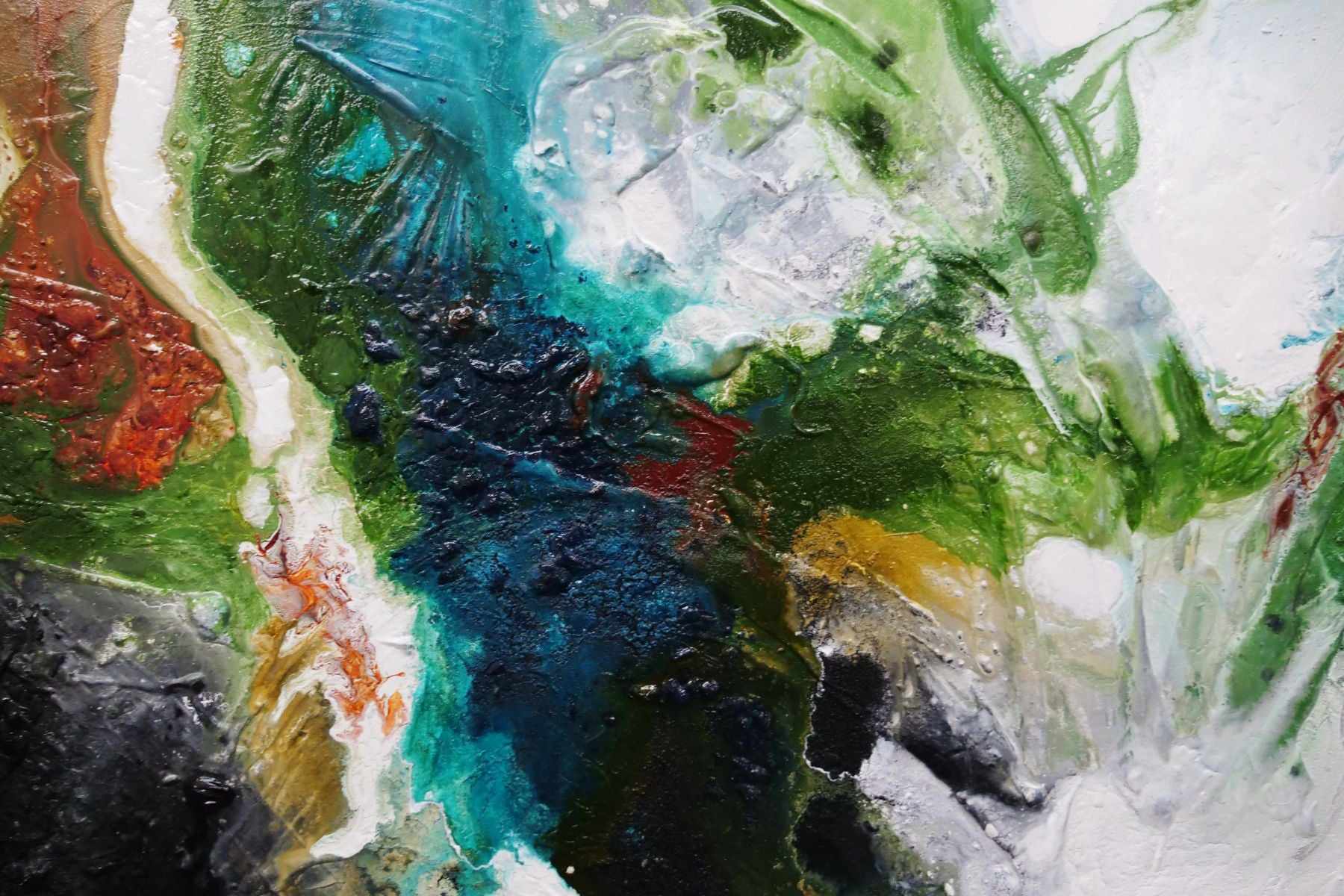 Seeded Potion 190cm x 100cm Green Black Textured Abstract Painting (SOLD)