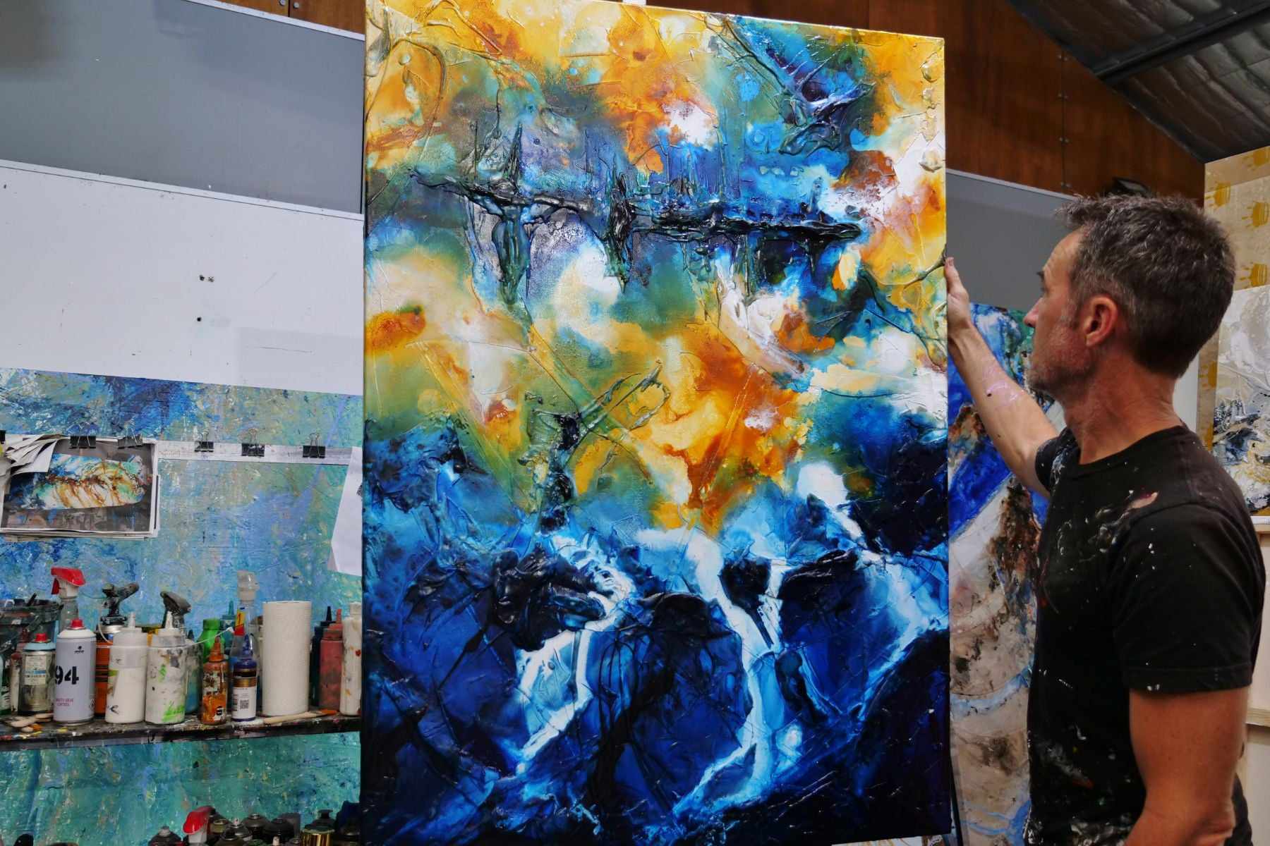 Serenade Beach 140cm x 100cm Blue Sienna Textured Abstract Painting (SOLD)-Abstract-[Franko_Artist]-[The_Block]-[Dream_Homes]-[ideas]- [Grand_Designs]-Franklin Art Studio