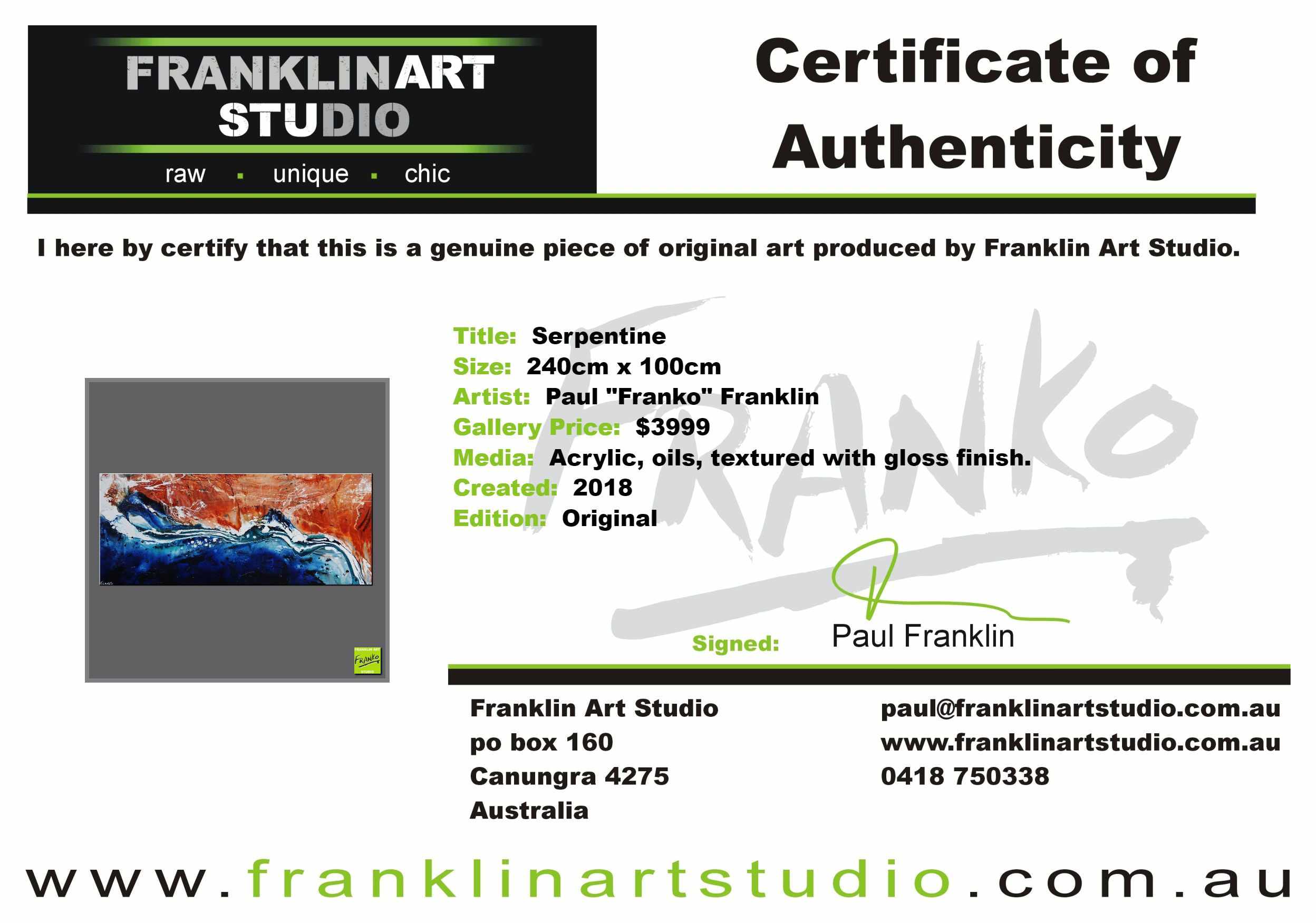 Serpentine 240cm x 100cm Red Oxide White Blue Textured Abstract Painting (SOLD)-Abstract-[Franko_Artist]-[The_Block]-[Dream_Homes]-[ideas]-[Grand_Designs]-[Art_Lover]-Franklin Art Studio