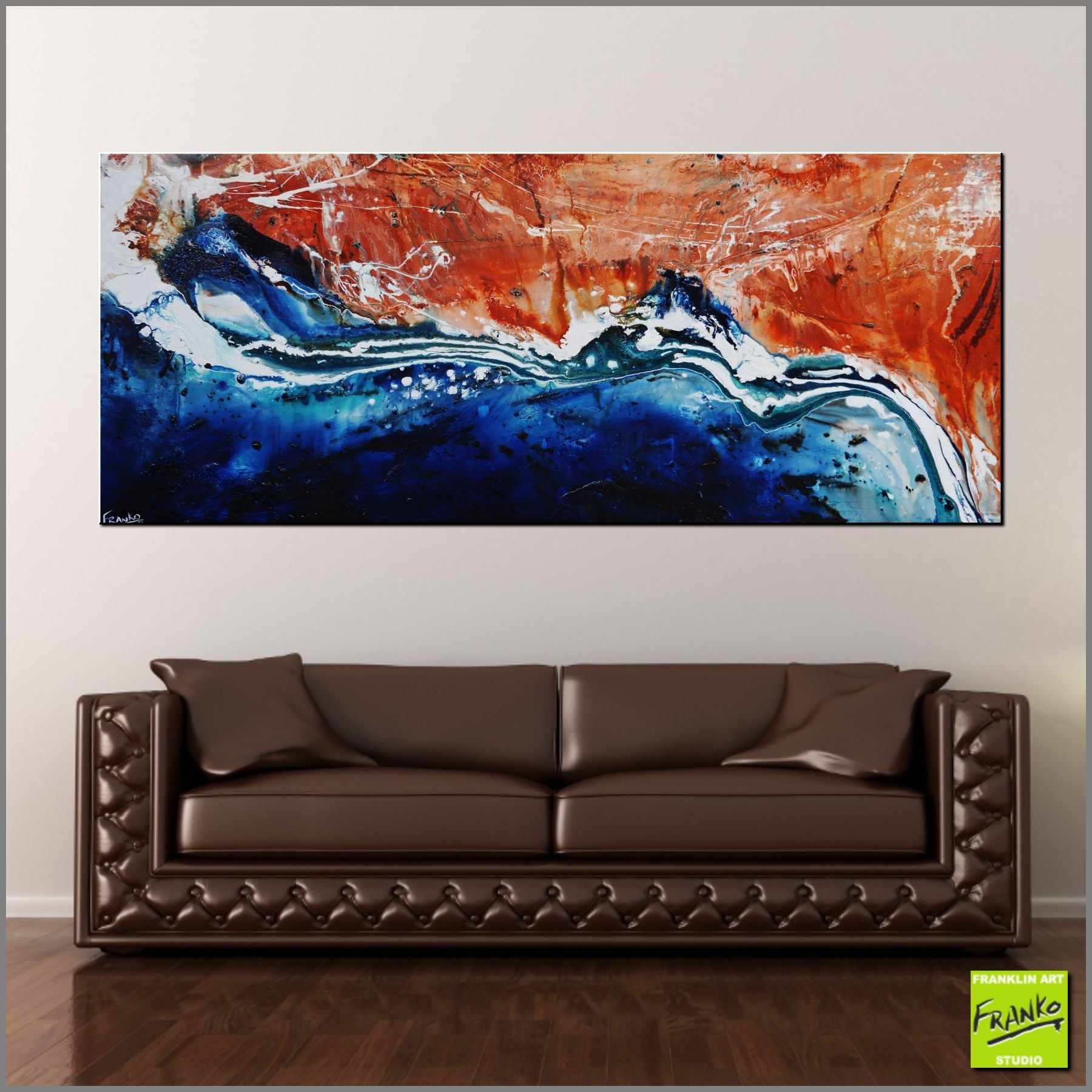 Serpentine 240cm x 100cm Red Oxide White Blue Textured Abstract Painting (SOLD)-Abstract-[Franko_Artist]-[Australian_artist]-[Gold_Coast]-[Brisbane]-[modern]-[contemporary]-[original]-[Large_artwork]-[The_Block]-[Dream_Homes]-[ideas]-[Grand_Designs]-[Art_Lover]-Franklin Art Studio