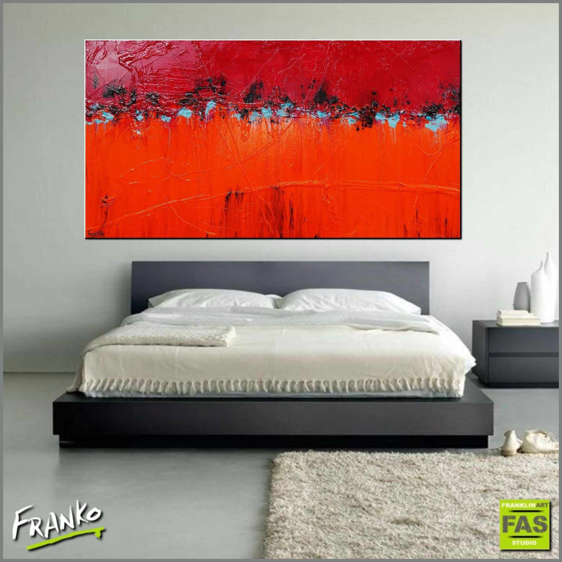 Setting Fire Orange 190cm x 100cm Red Orange Abstract Painting (SOLD)-abstract-[Franko_Artist]-[Australian_artist]-[Gold_Coast]-[Brisbane]-[modern]-[contemporary]-[original]-[Large_artwork]-[The_Block]-[Dream_Homes]-[ideas]-[Grand_Designs]-[Art_Lover]-Franklin Art Studio