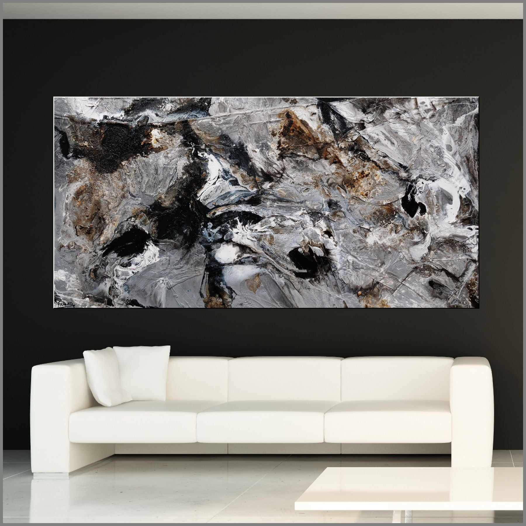 Shredded Chrome 240cm x 100cm Grey Textured Abstract Painting (SOLD)-Abstract-[Franko_Artist]-[Australian_artist]-[Gold_Coast]-[Brisbane]-[modern]-[contemporary]-[original]-[Large_artwork]-[The_Block]-[Dream_Homes]-[ideas]-[Grand_Designs]-[Art_Lover]-Franklin Art Studio