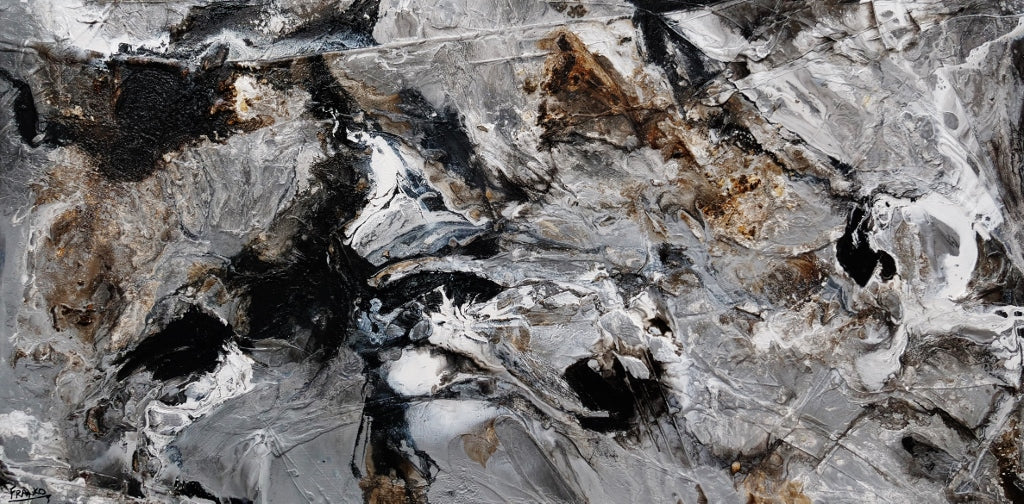Shredded Chrome 240cm x 100cm Grey Textured Abstract Painting (SOLD)-Abstract-[Franko_Artist]-[Australian_artist]-[Gold_Coast]-[Brisbane]-[modern]-[contemporary]-[original]-[Large_artwork]-Franklin Art Studio