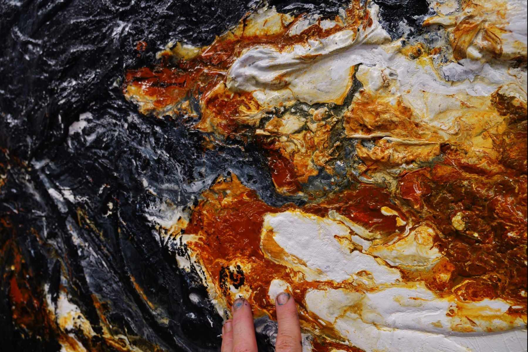 Shredded Sienna 240cm x 100cm Black Sienna Textured Abstract Painting (SOLD)