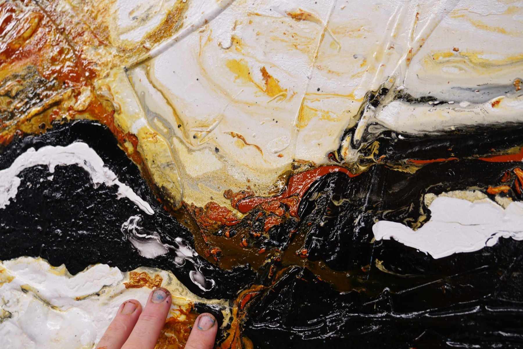 Shredded Sienna 240cm x 100cm Black Sienna Textured Abstract Painting (SOLD)