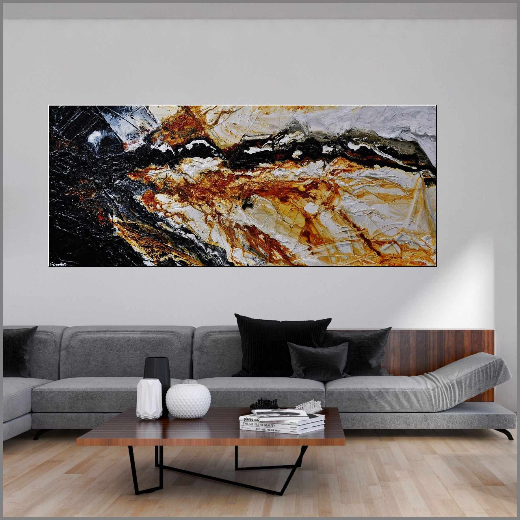 Shredded Sienna 240cm x 100cm Black Sienna Textured Abstract Painting (SOLD)-Abstract-[Franko_Artist]-[Australian_artist]-[Gold_Coast]-[Brisbane]-[modern]-[contemporary]-[original]-[Large_artwork]-[The_Block]-[Dream_Homes]-[ideas]-[Grand_Designs]-[Art_Lover]-Franklin Art Studio