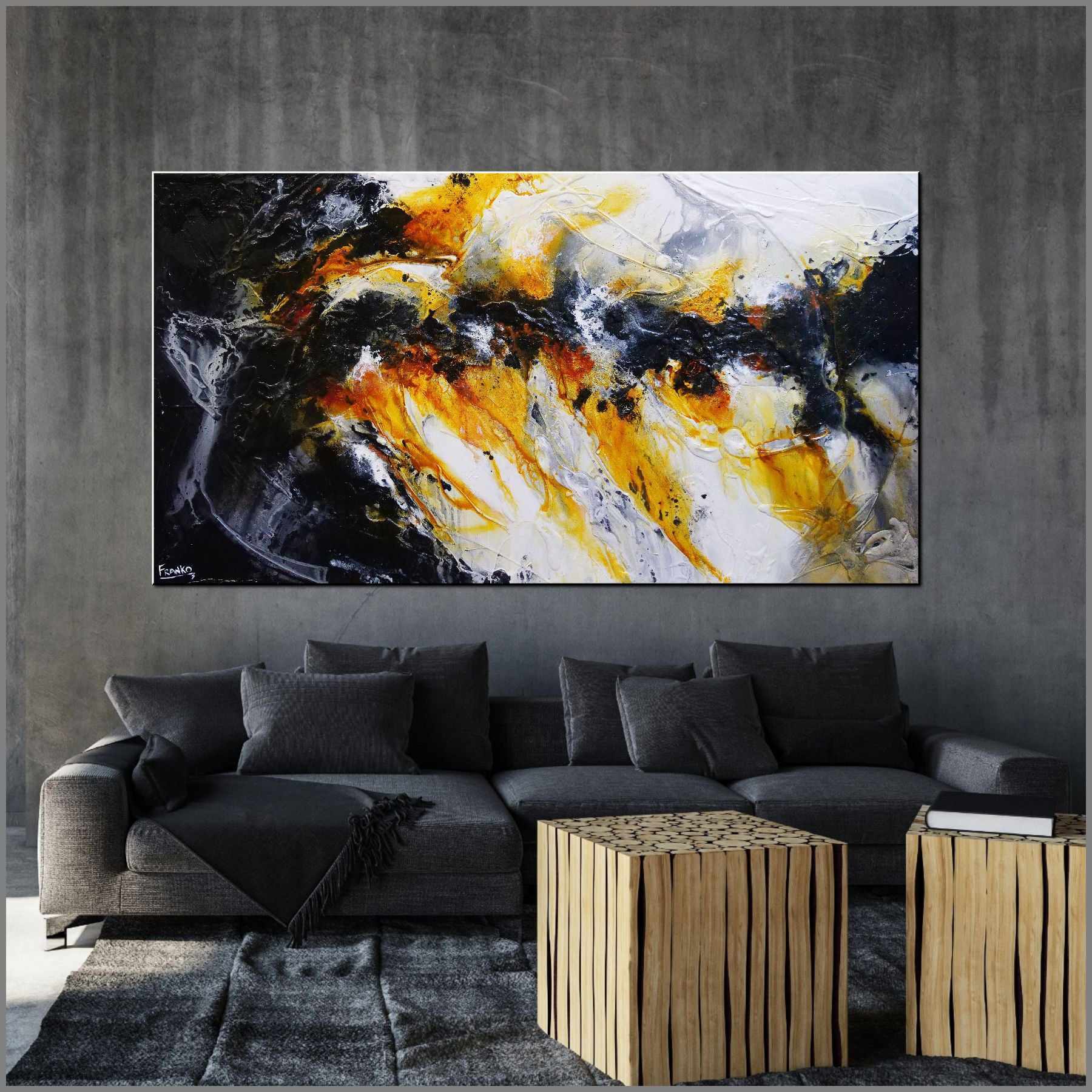 Sienna Candy 190cm x 100cm Sienna Black White Textured Abstract Painting (SOLD)-Abstract-[Franko_Artist]-[Australian_artist]-[Gold_Coast]-[Brisbane]-[modern]-[contemporary]-[original]-[Large_artwork]-[The_Block]-[Dream_Homes]-[ideas]-[Grand_Designs]-[Art_Lover]-Franklin Art Studio