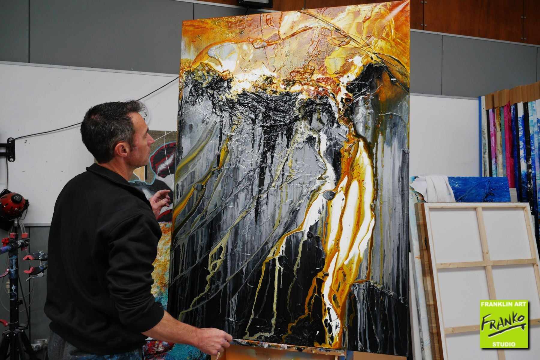 Sienna Classic 140cm x 100cm Sienna Black White Textured Abstract Painting (SOLD)-Abstract-[Franko_Artist]-[The_Block]-[Dream_Homes]-[ideas]- [Grand_Designs]-Franklin Art Studio