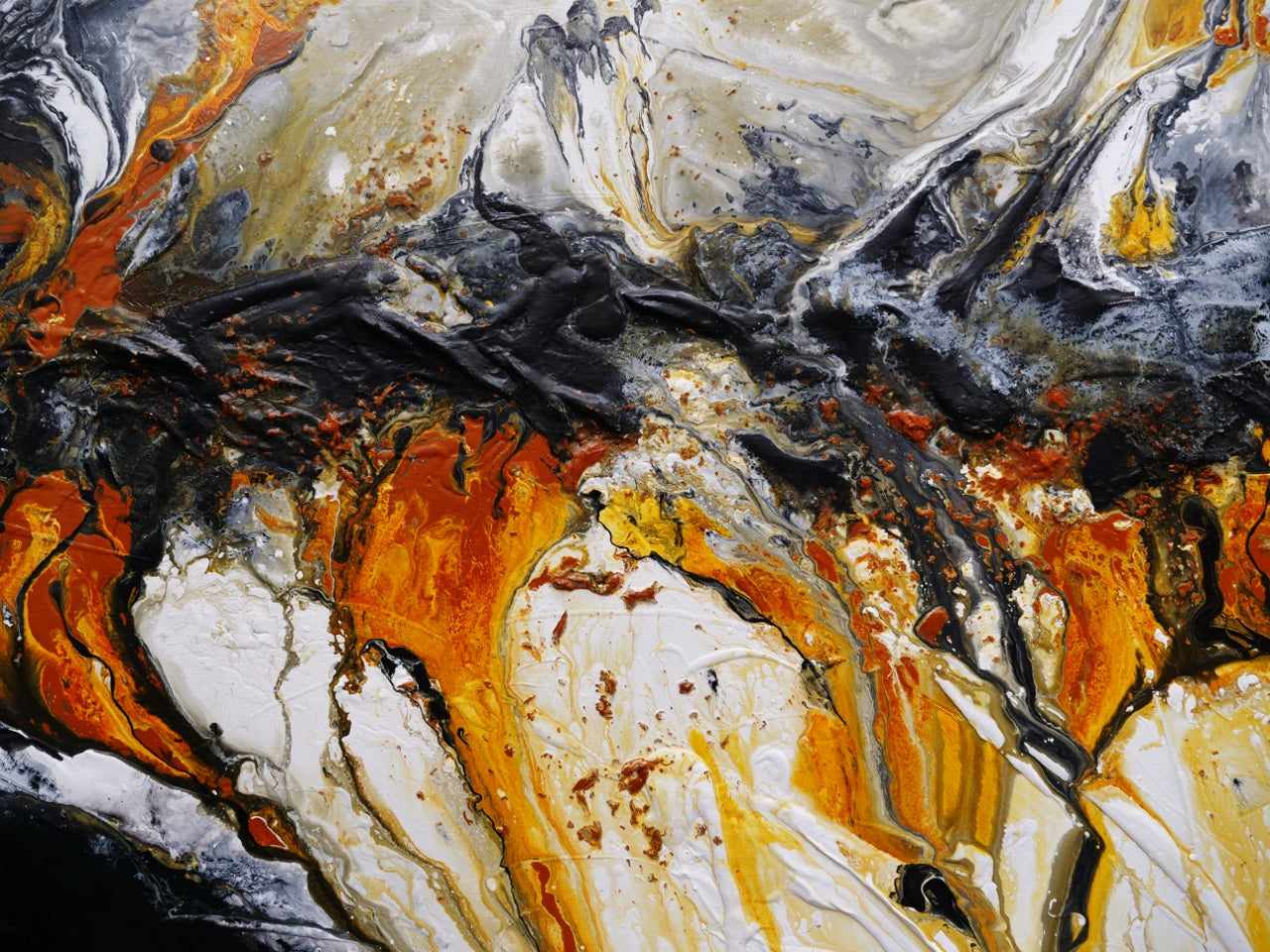 Sienna Depths 190cm x 100cm Sienna Black White Textured Abstract Painting (SOLD)
